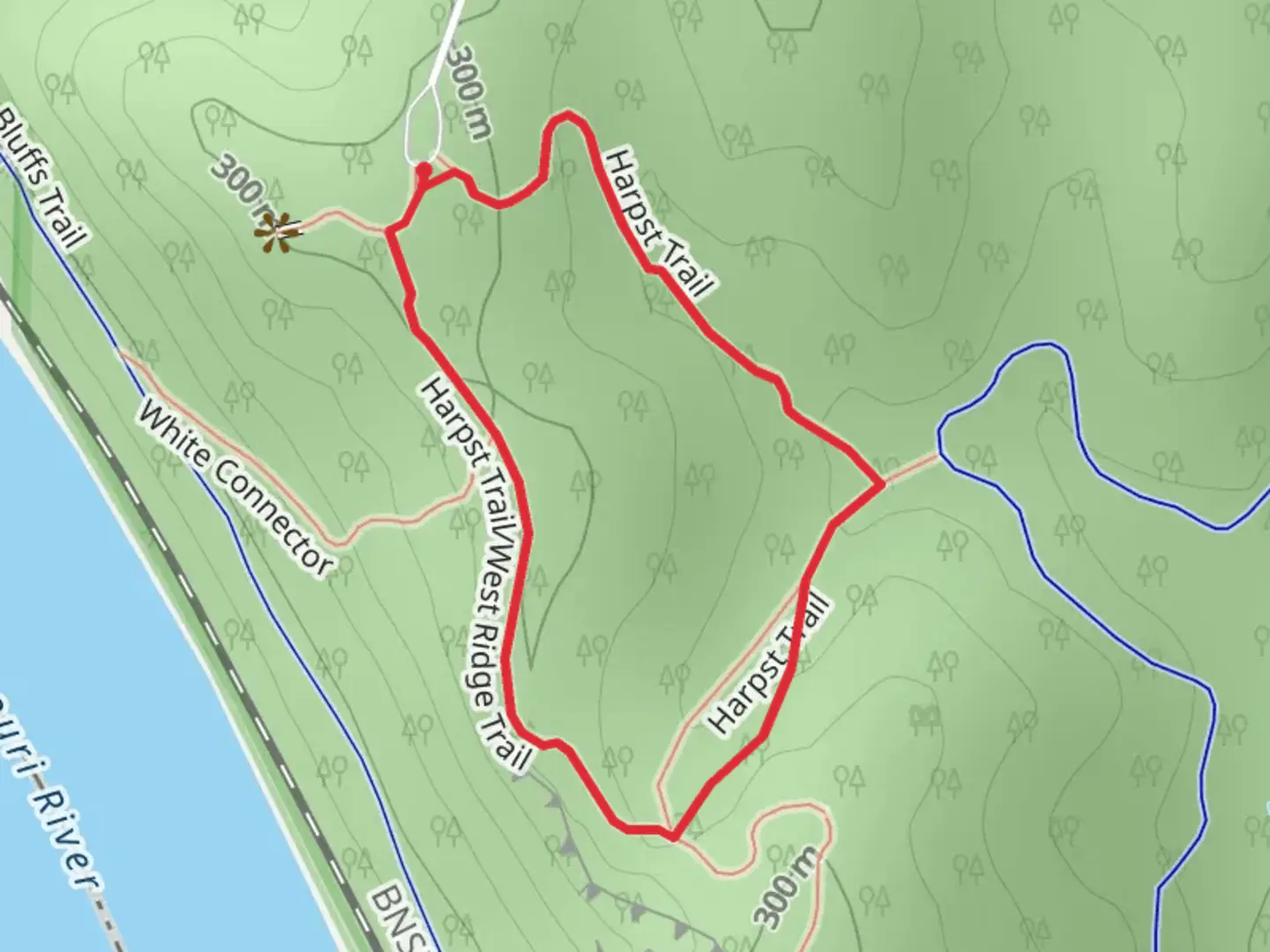 An image depicting the trail Harpst Loop Trail and its surrounding area.