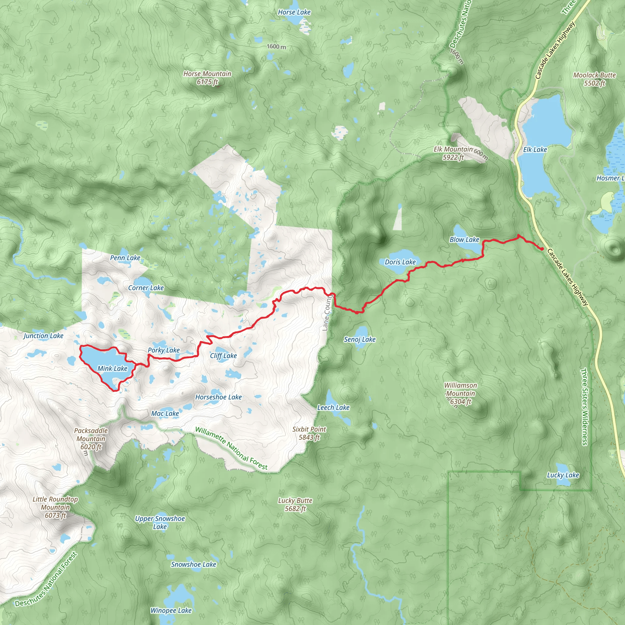 Lake Side Trail via Six Lakes Trail mobile static map