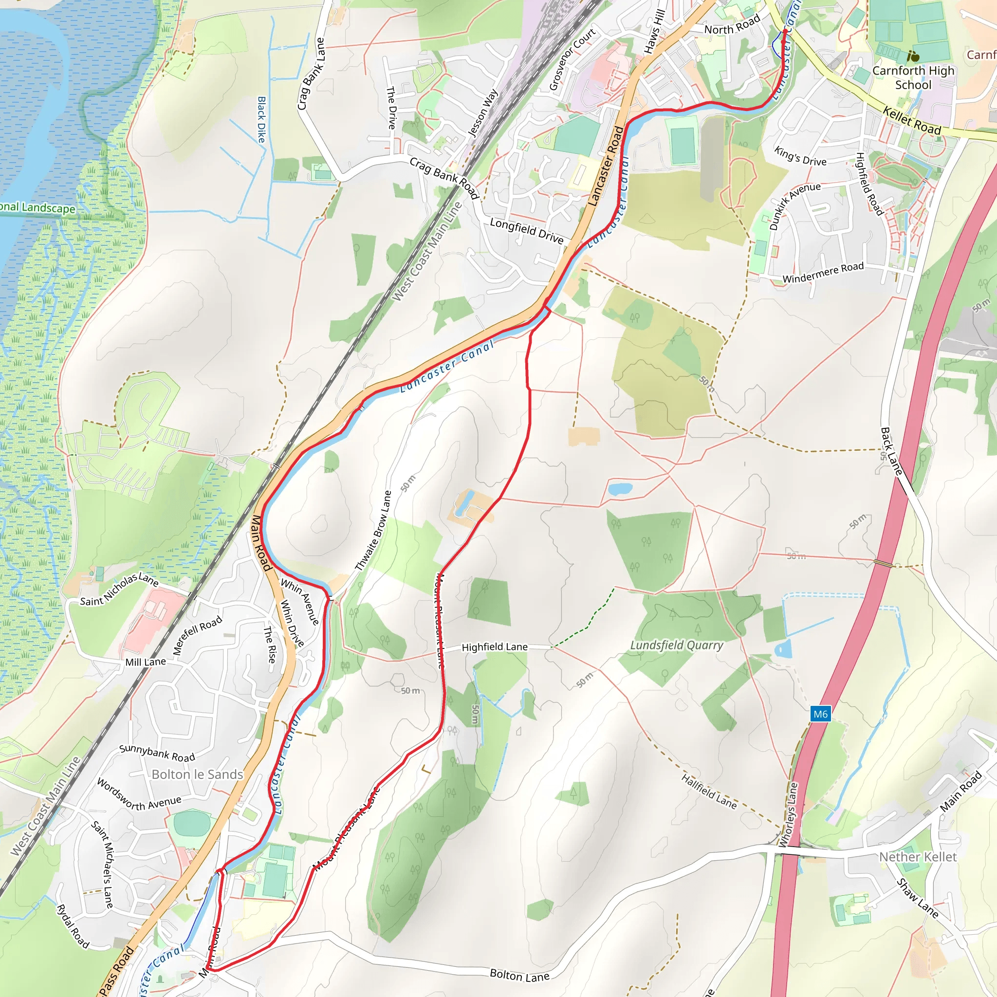 Carnforth Canal Walk mobile static map