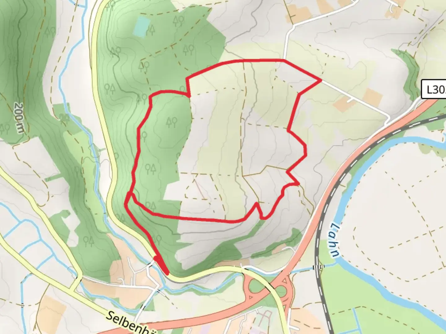 An image depicting the trail Hof Altefeld Loop and its surrounding area.