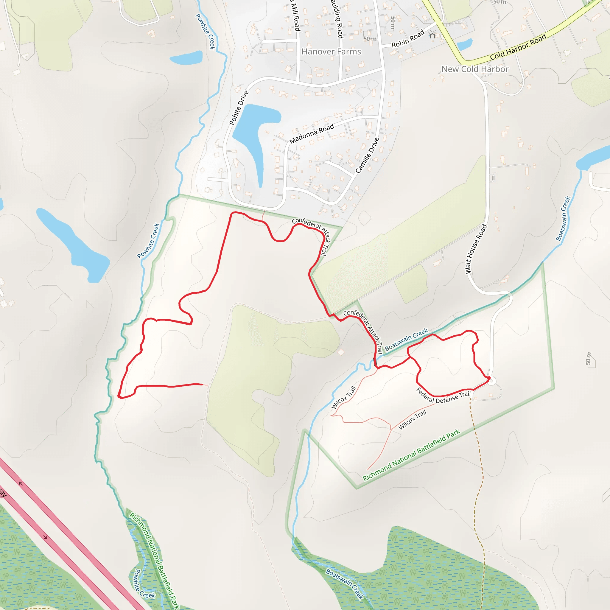 Confederat Attack and Federal Defense Trail mobile static map