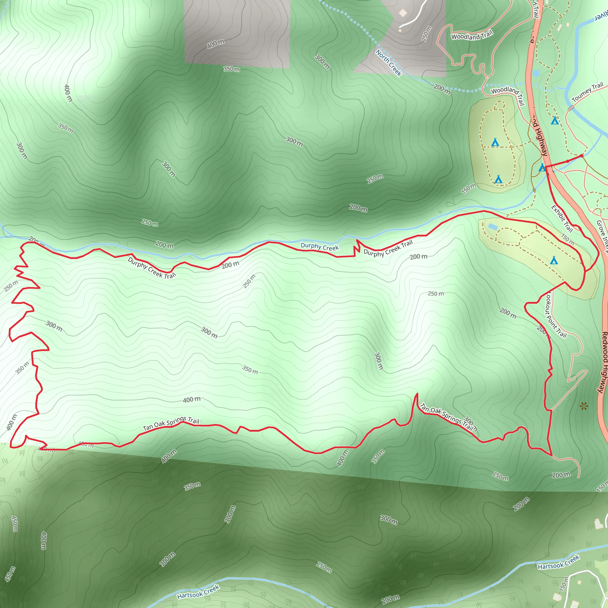 Tan Oak Springs and Durphy Creek Loop Trail mobile static map