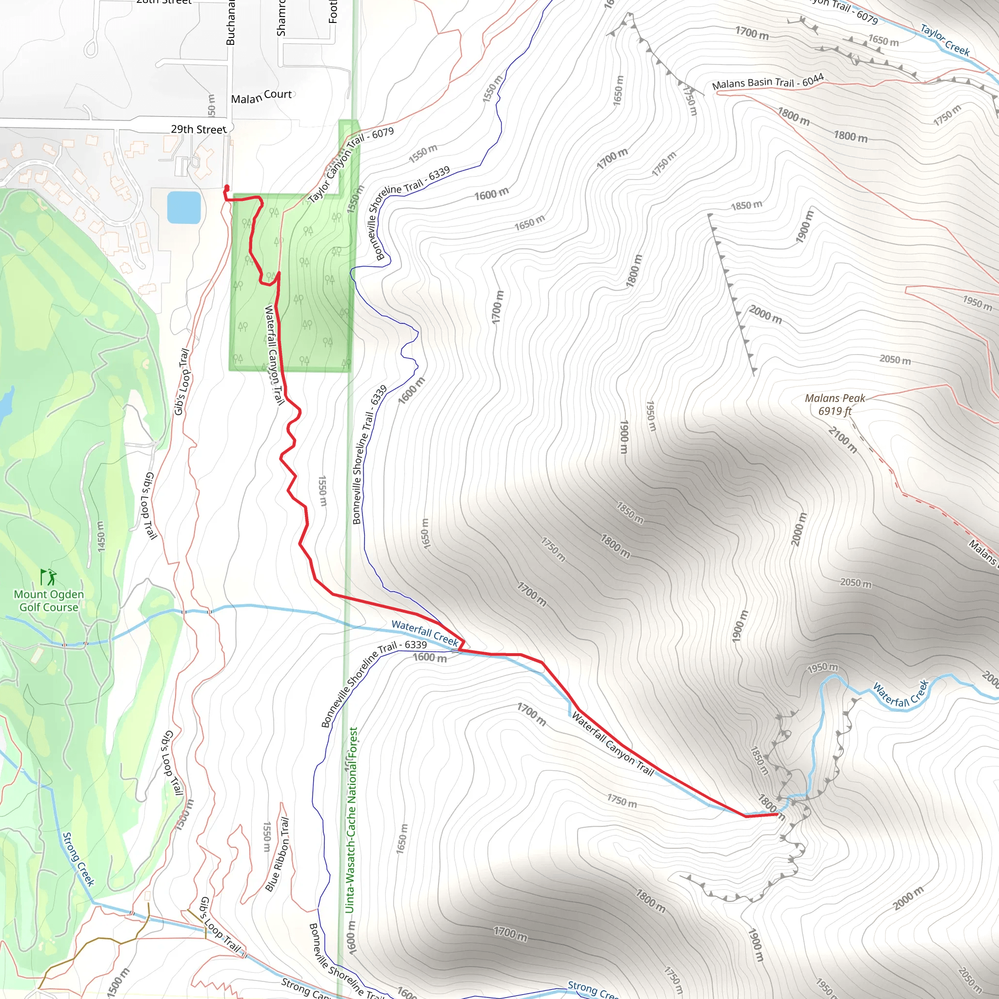Waterfall Canyon Trail mobile static map