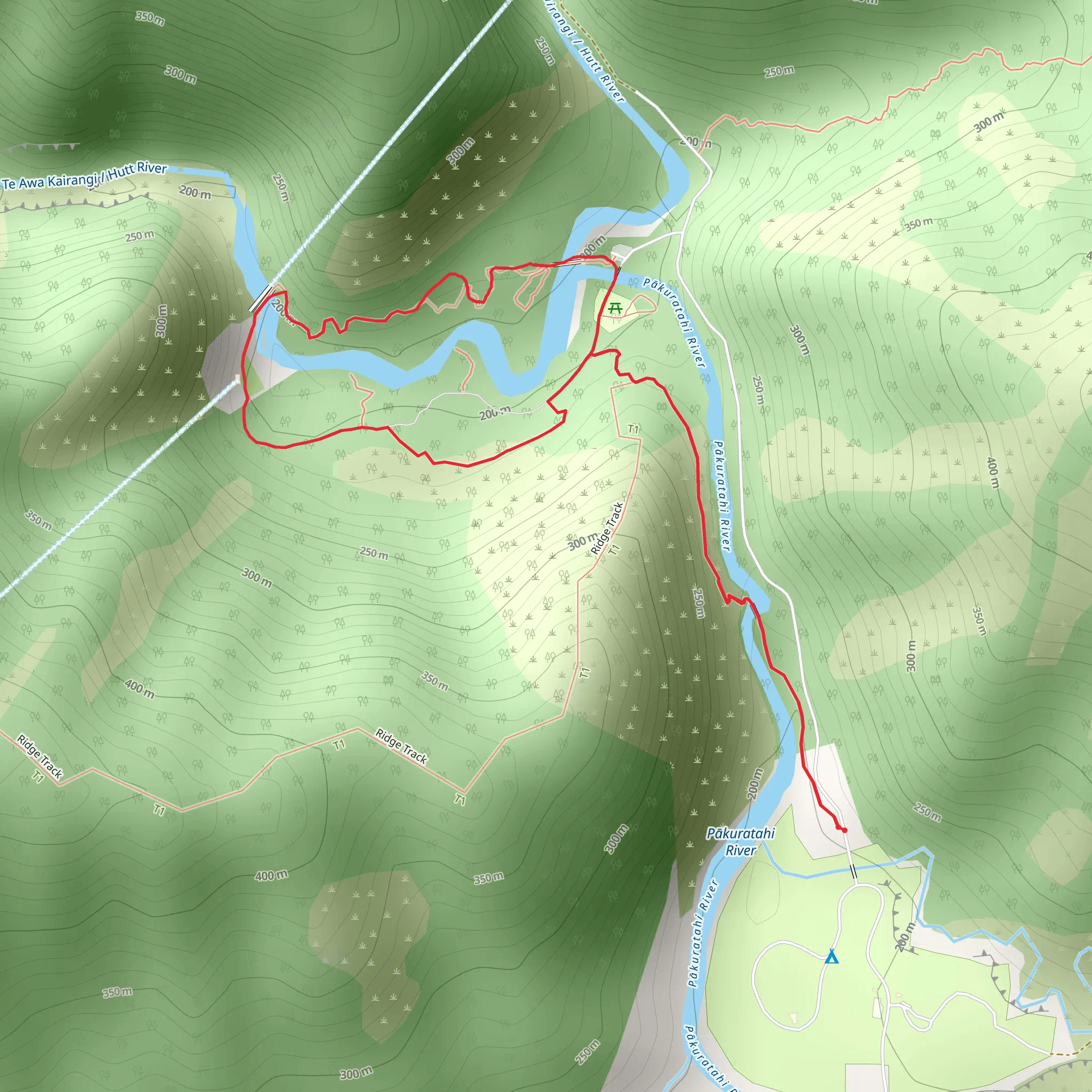 Pakuratahi River Walk and Swingbridge Loop mobile static map