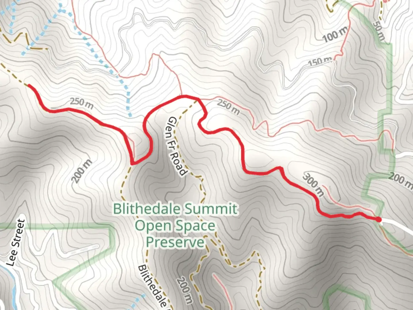An image depicting the trail Corte Madera Ridge Fire Road and its surrounding area.