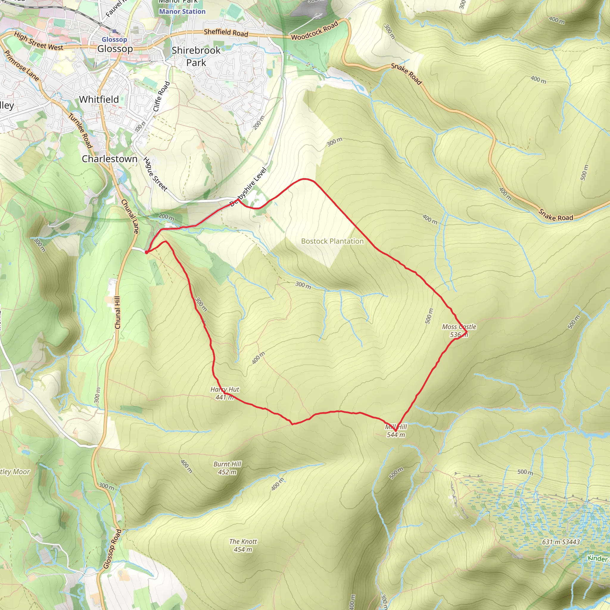 Mill Hill and Black Moor via Pennine Way mobile static map