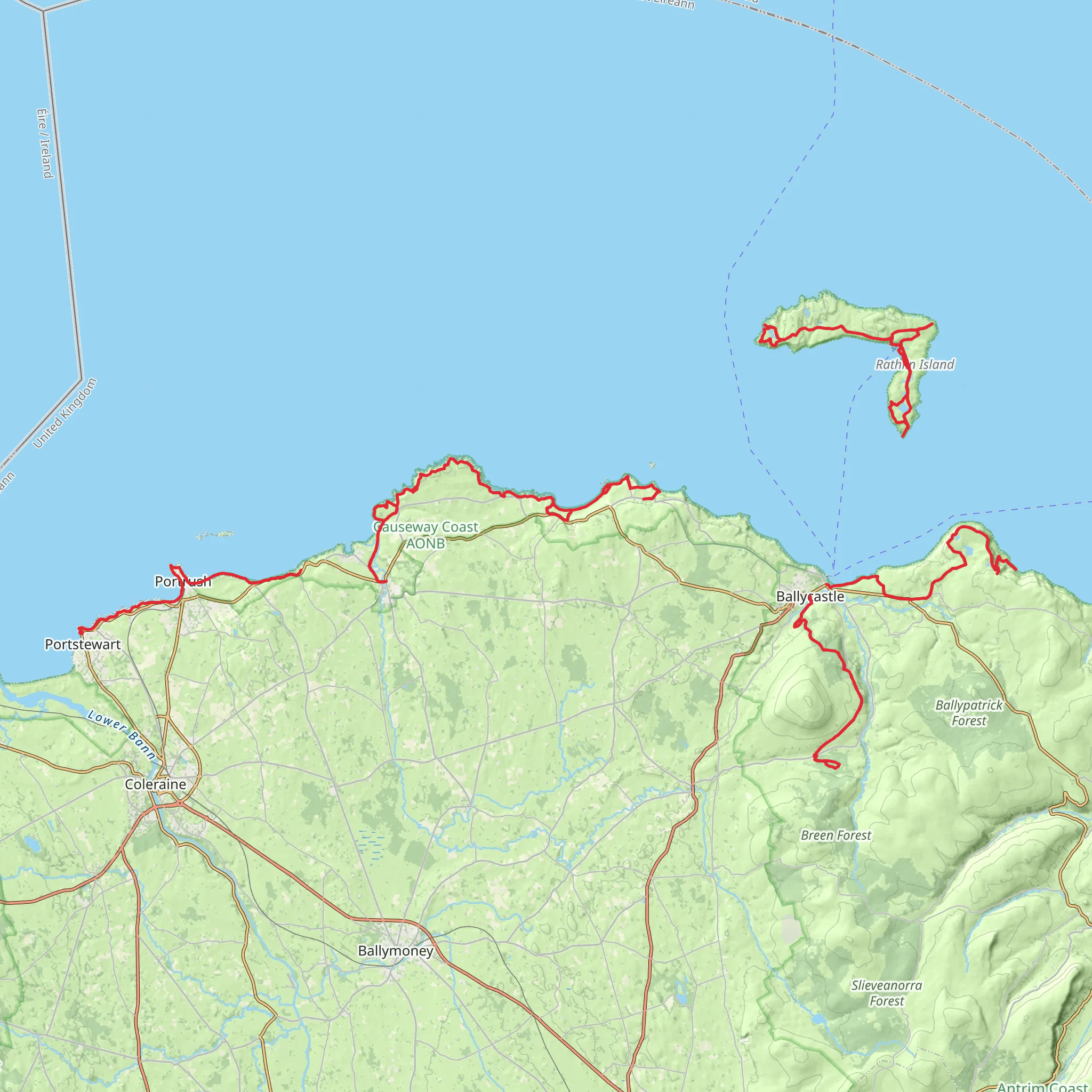 Antrim Glens and Causeway Coast 8-Day Gentle Tour (Hillwalk Tours) mobile static map