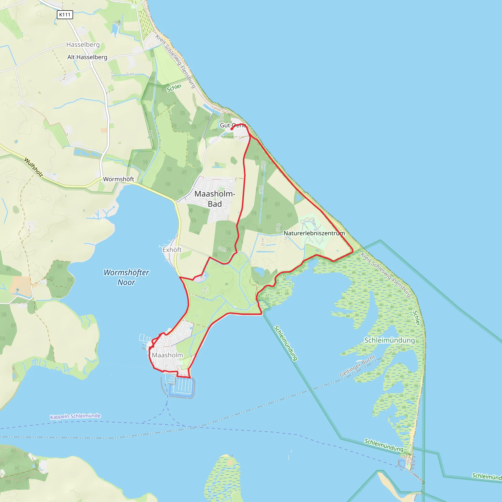 Gut Oehe to Maasholm Loop via Naturerlebniszentrum mobile static map