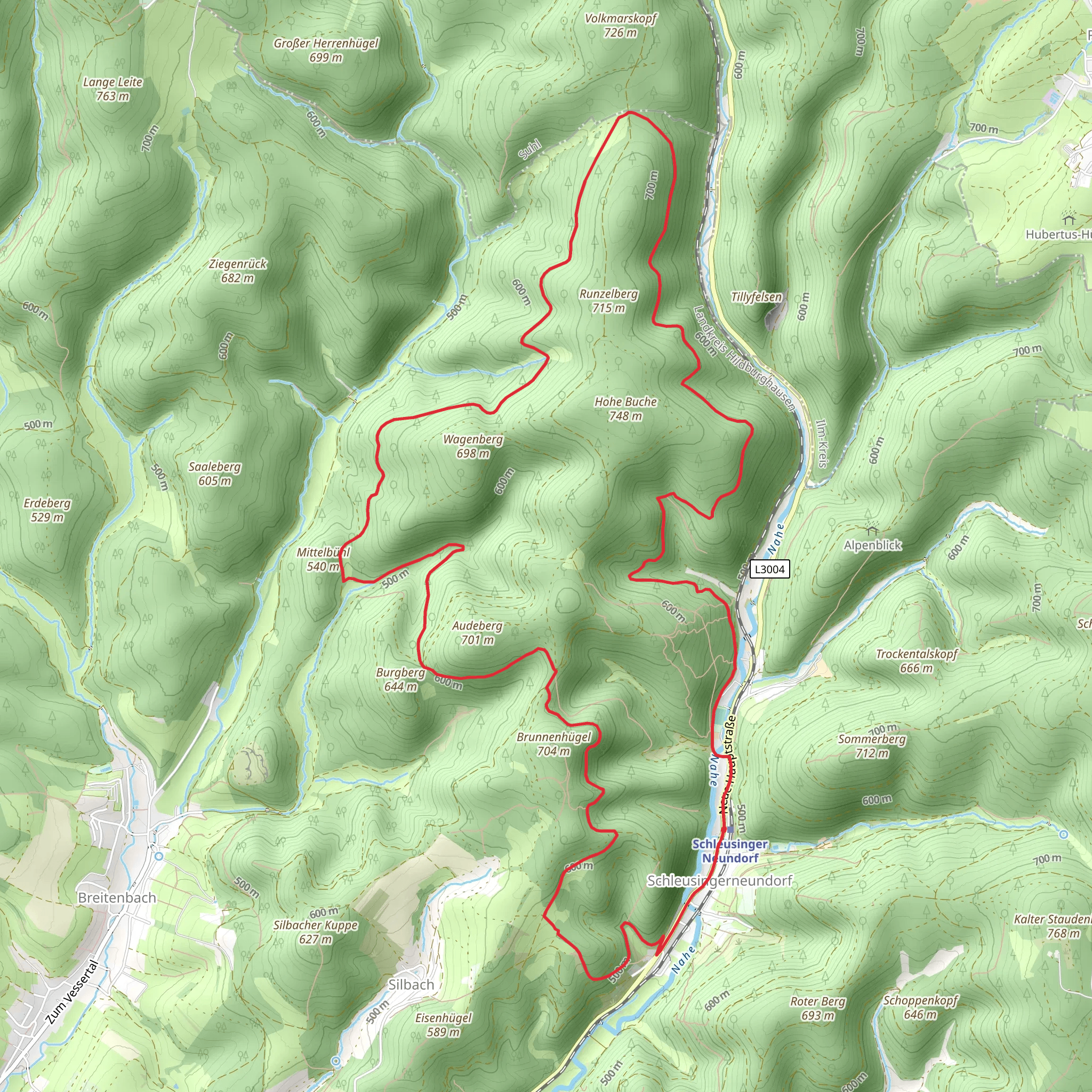 Schleusinger Neundorf Loop via NSG Thuringer Wald mobile static map