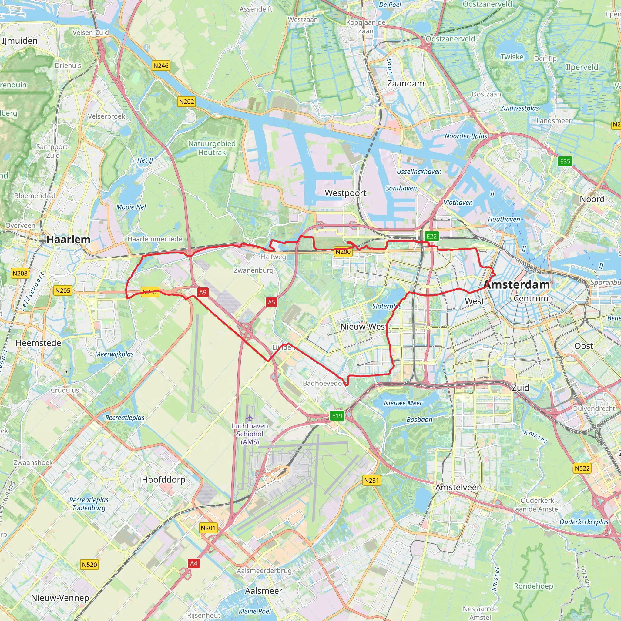 Haarlemmerstraatweg and Schipholweg Loop mobile static map