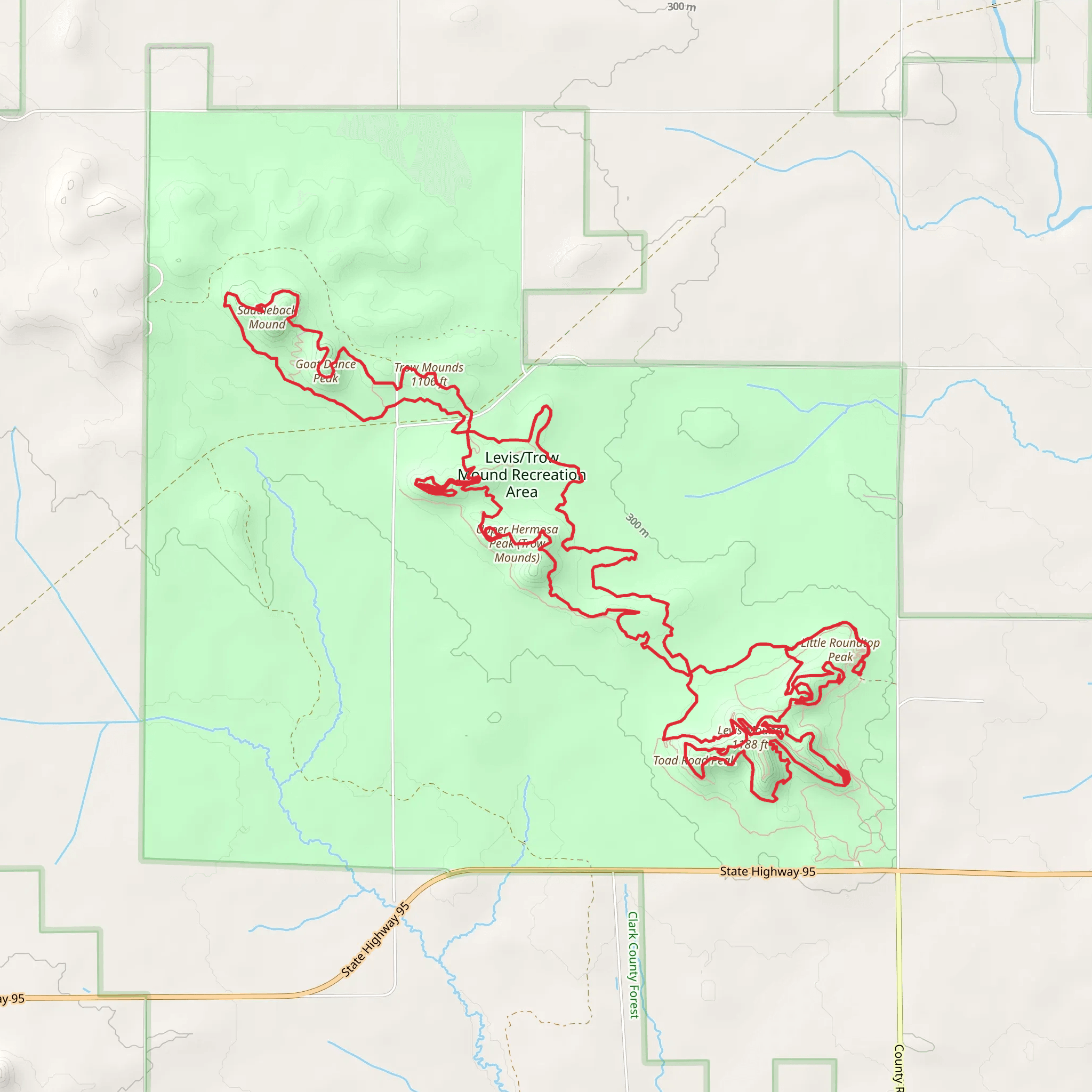 Little Roundtop Peak, Saddleback Mound and Levis Mouns Loop Trail mobile static map