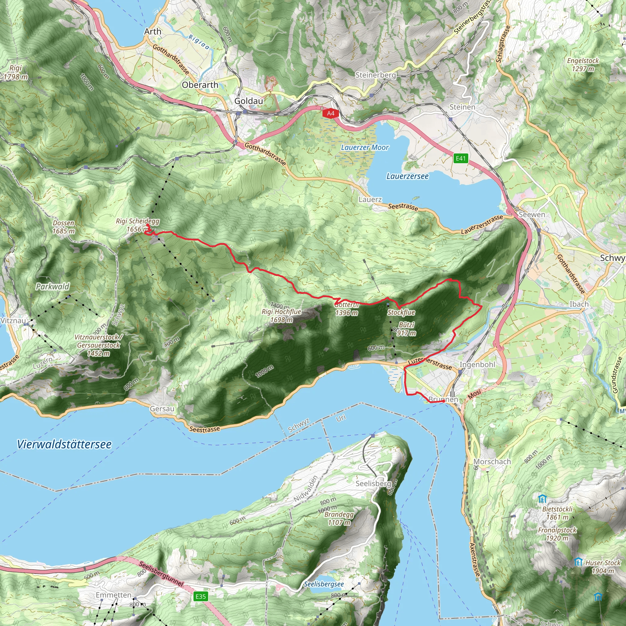 Brunnen - Rigi-Scheidegg - Schwyzer Valley & Summit Tour mobile static map