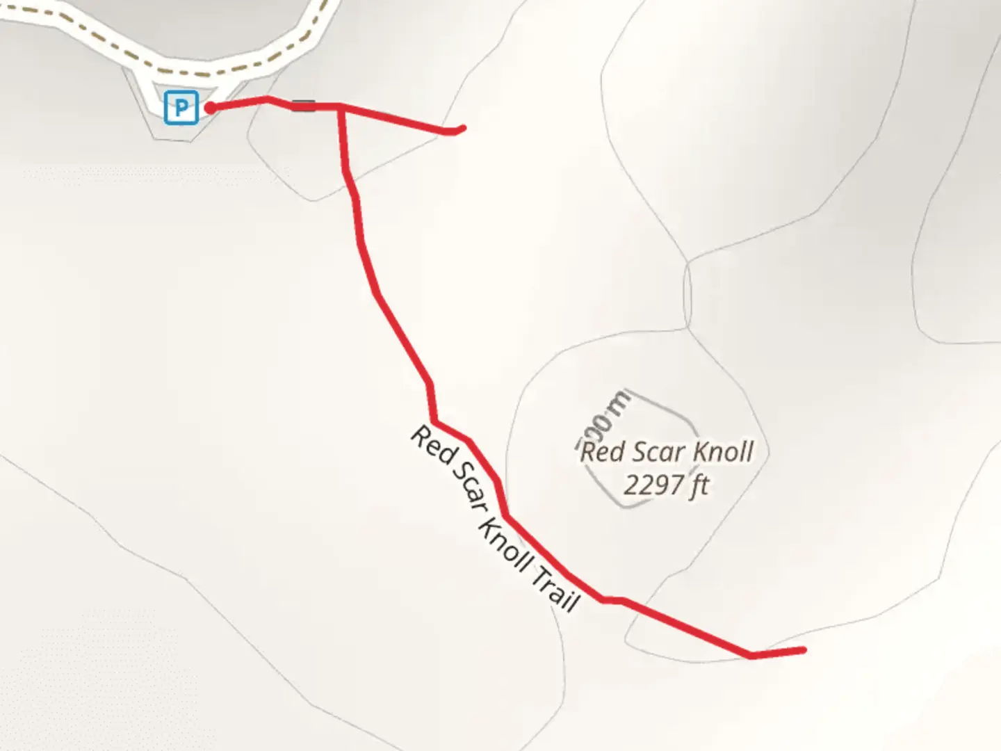 An image depicting the trail Red Scar Knoll and its surrounding area.