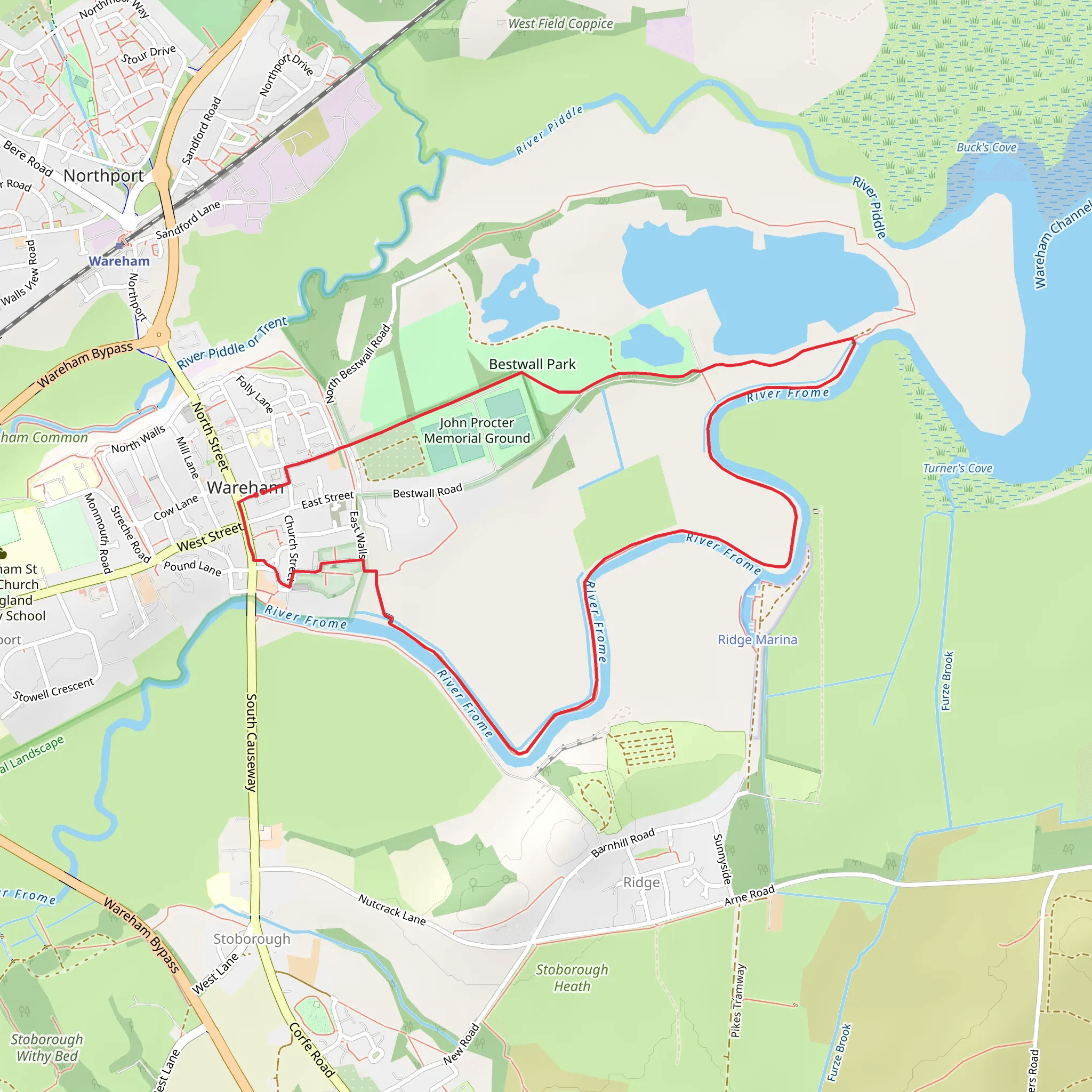 Bestwall Park and River Frome Loop mobile static map