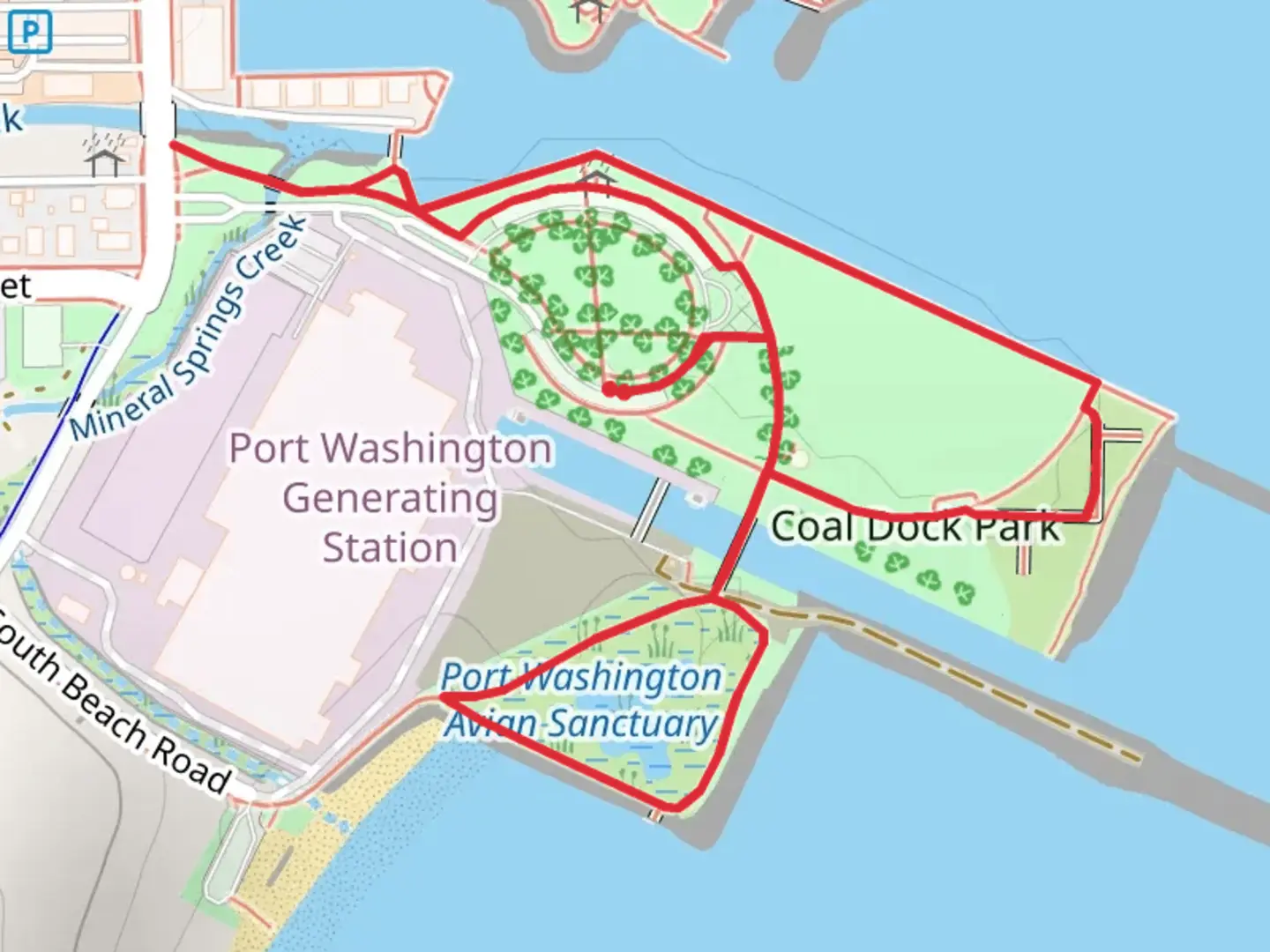 An image depicting the trail Coal Dock Park Loop and its surrounding area.