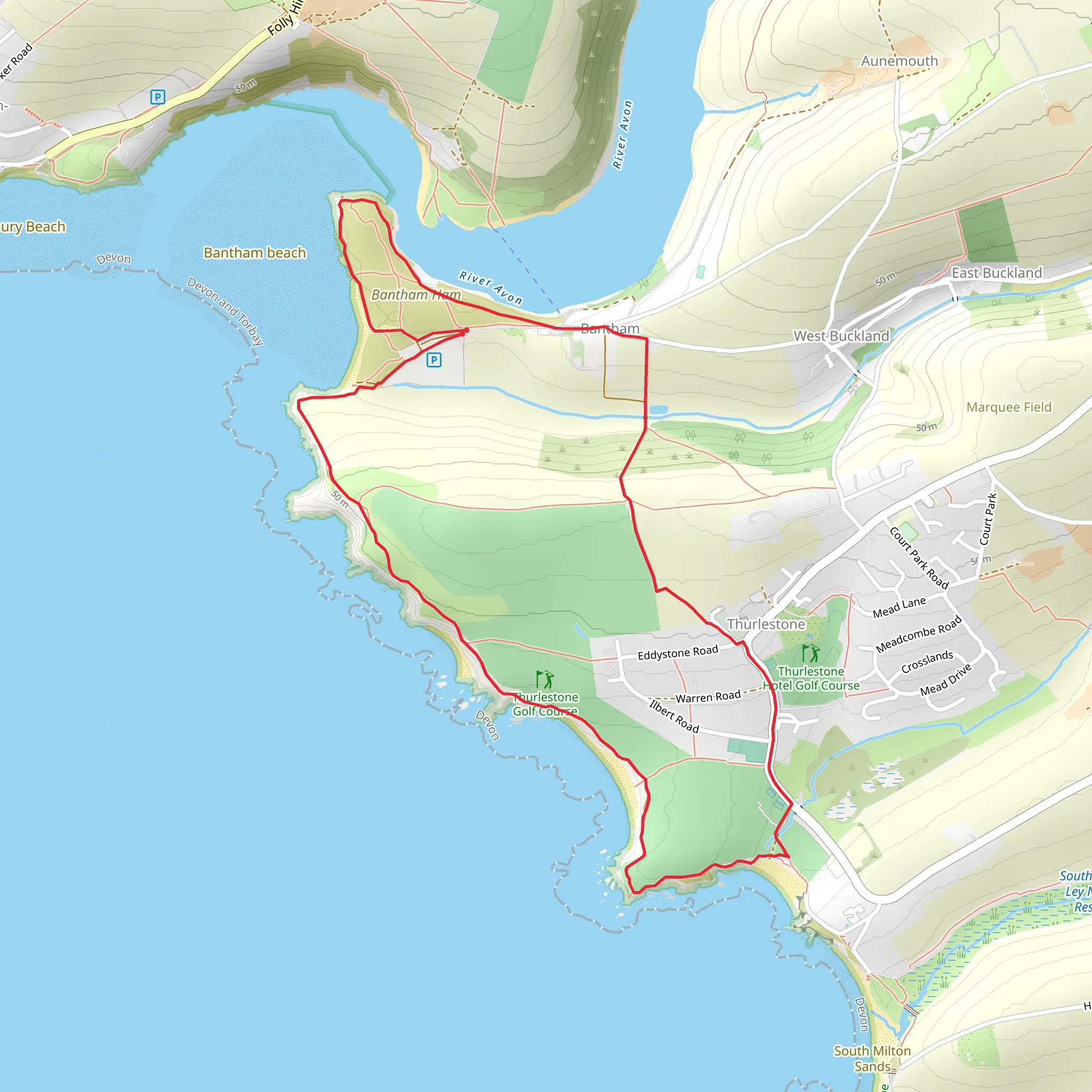 Thurlestone from Bantham mobile static map