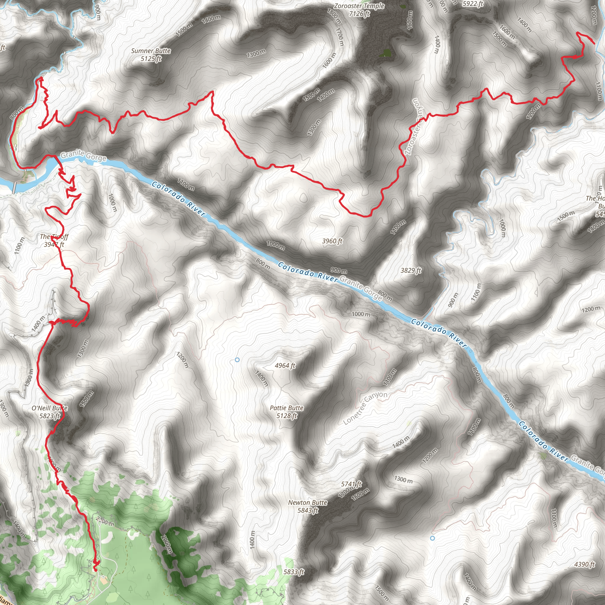 South Kaibab, Skeleton Point, The Tipoff and Clear Creek Trail mobile static map