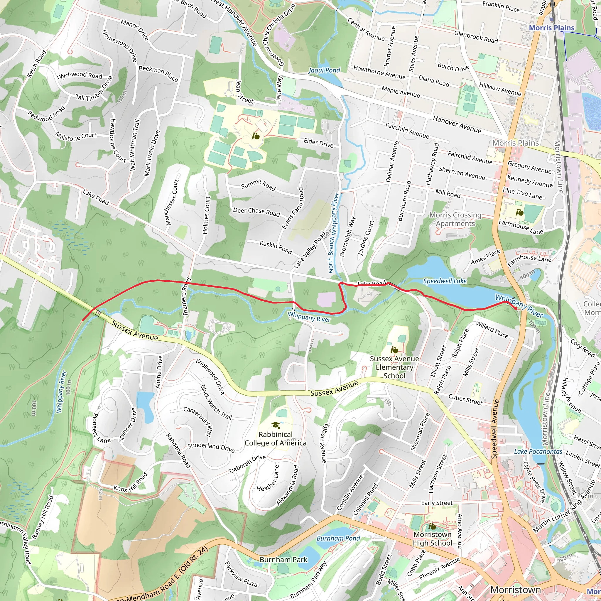 Speedwell Lake - Patriots' Path mobile static map