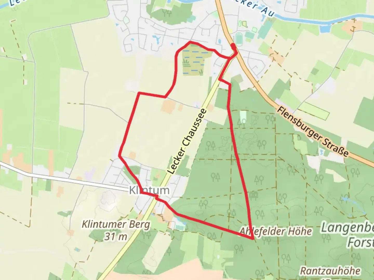 An image depicting the trail Bergweg and Moorweg and its surrounding area.