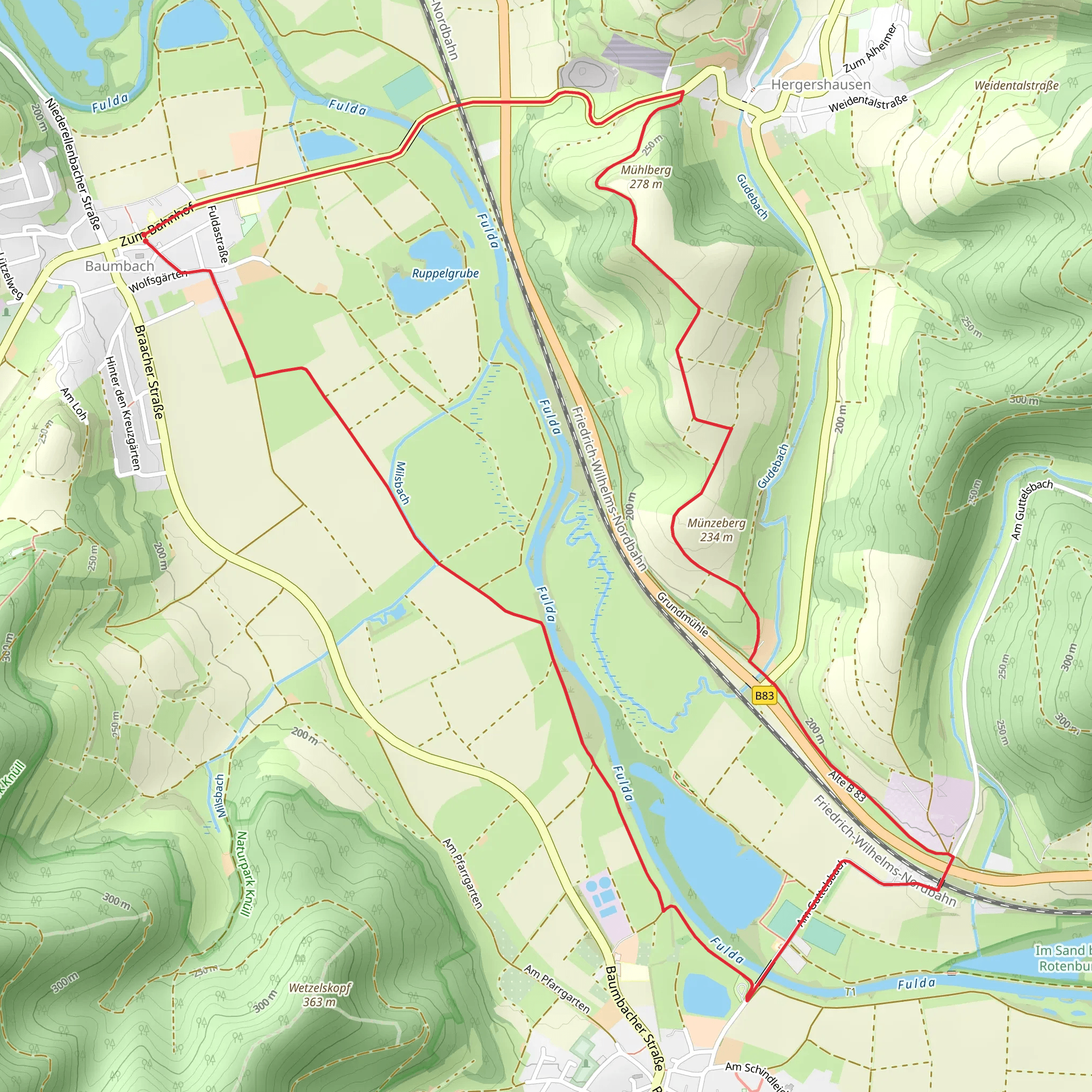 Baumbach Rundweg Loop mobile static map