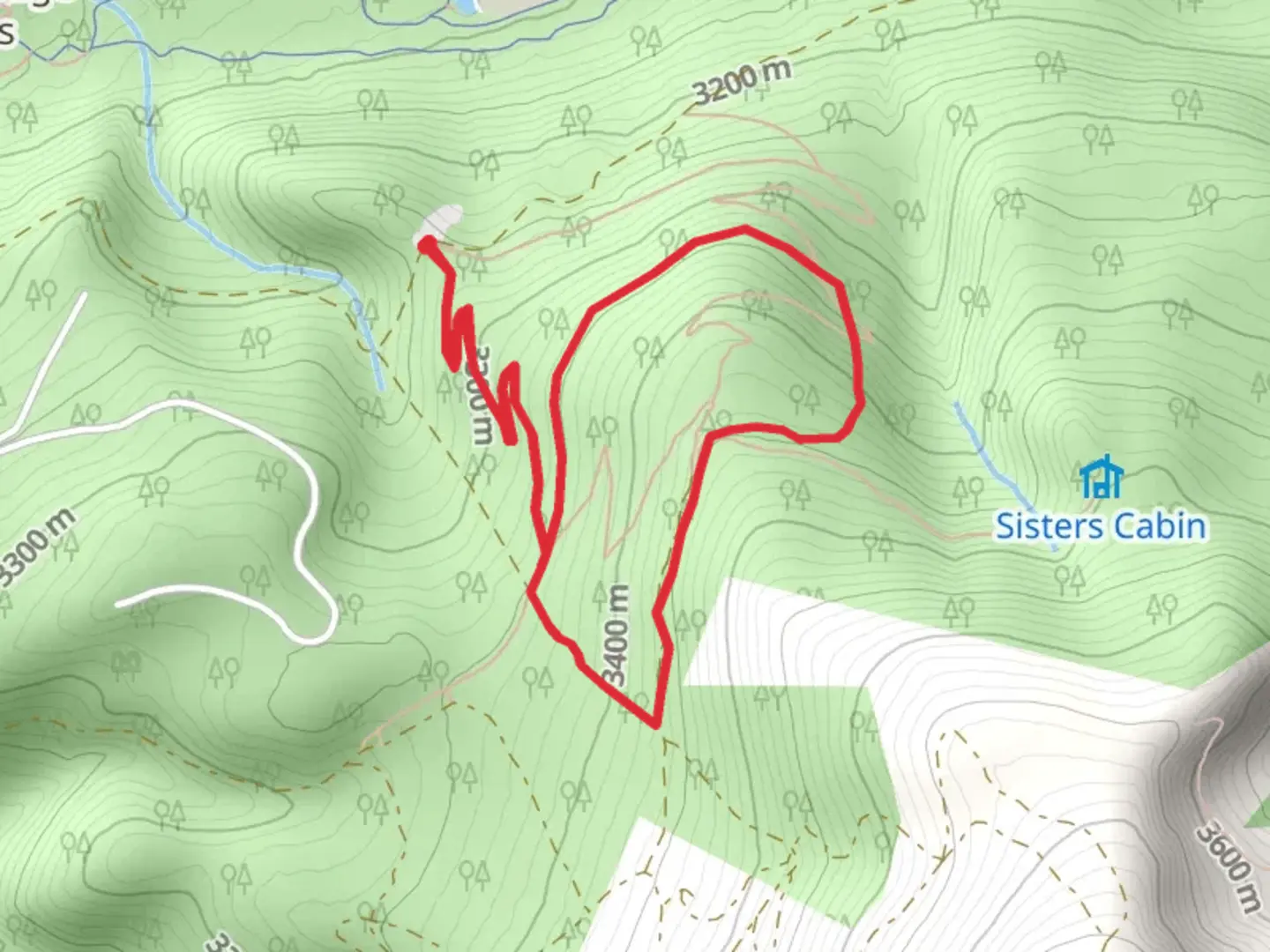 An image depicting the trail Nightmare on Baldy and True Romance Loop and its surrounding area.