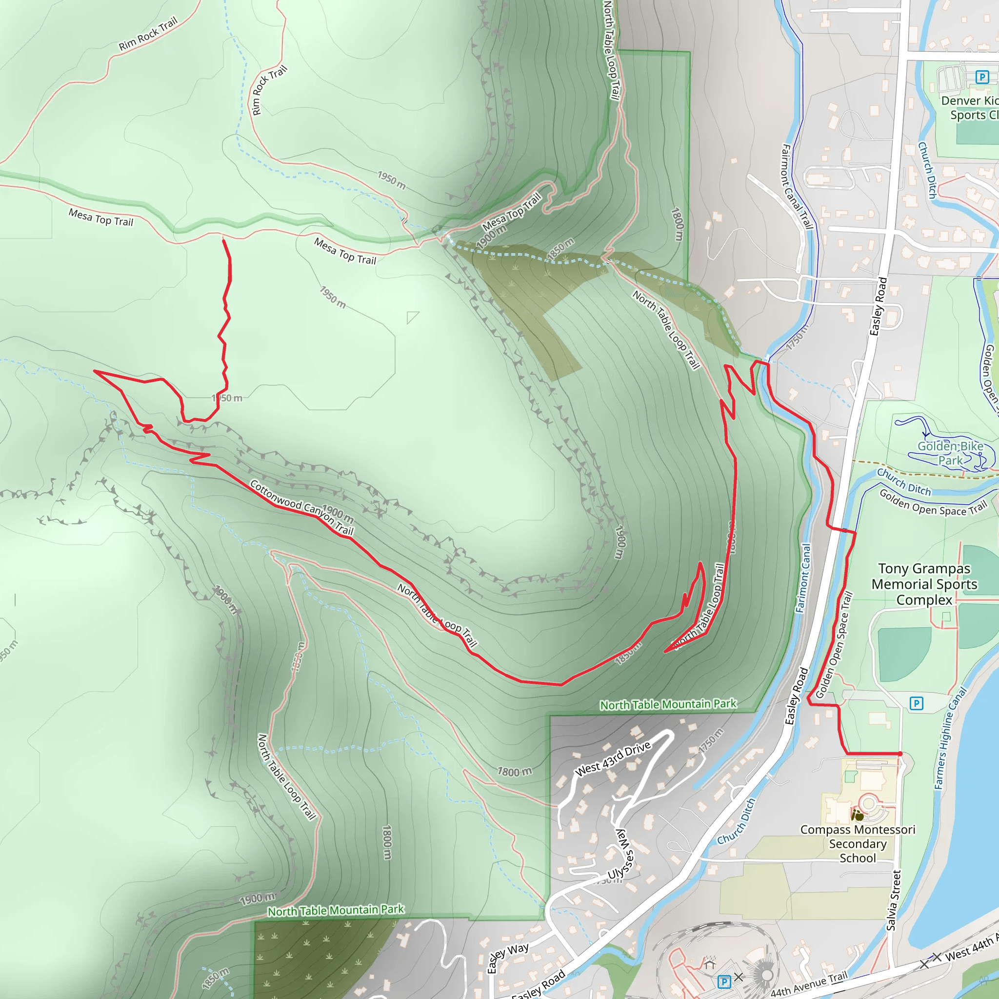 Cottonwood Canyon and Golden Open Space Trail mobile static map