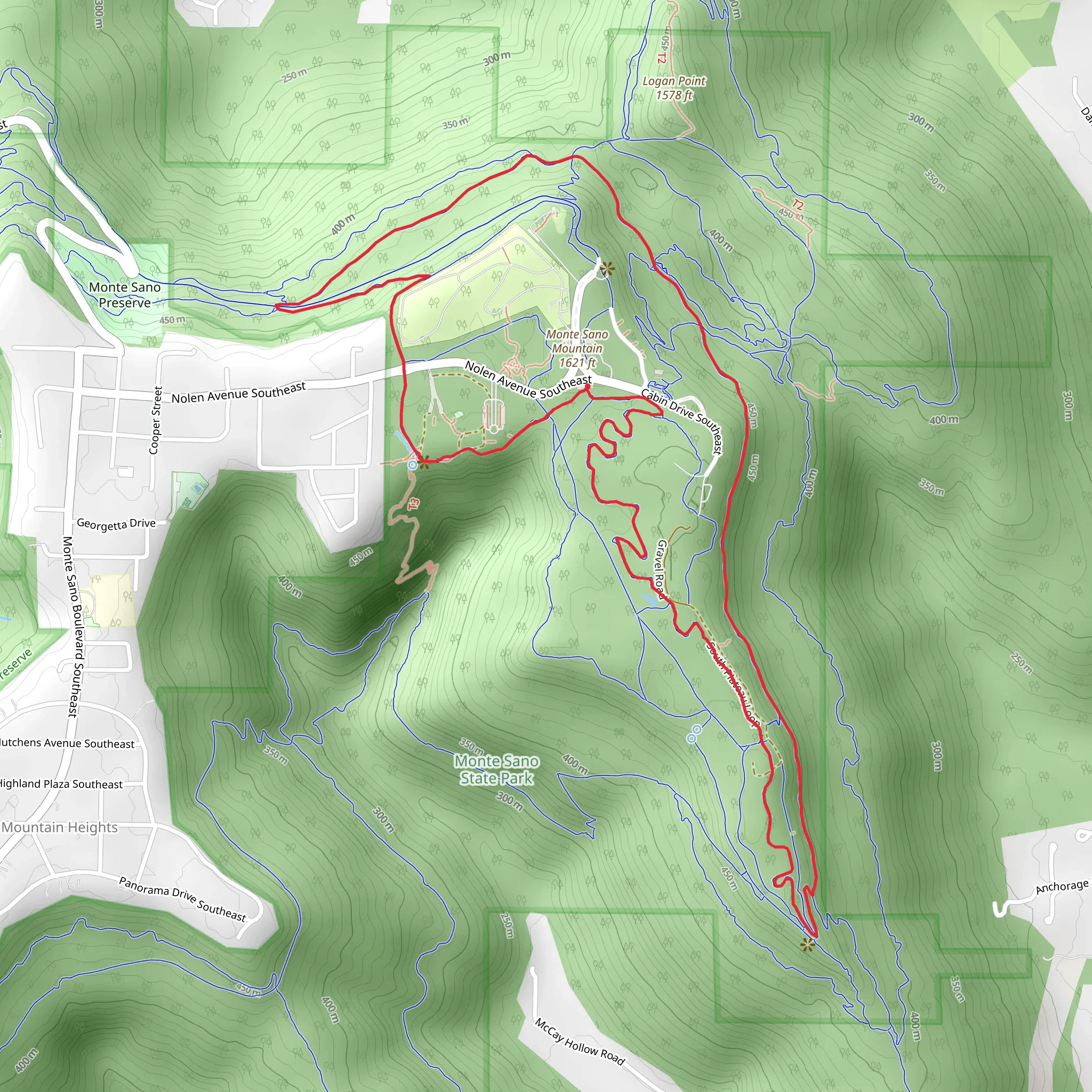 Mountain Mist Trail and North Plateau Loop mobile static map