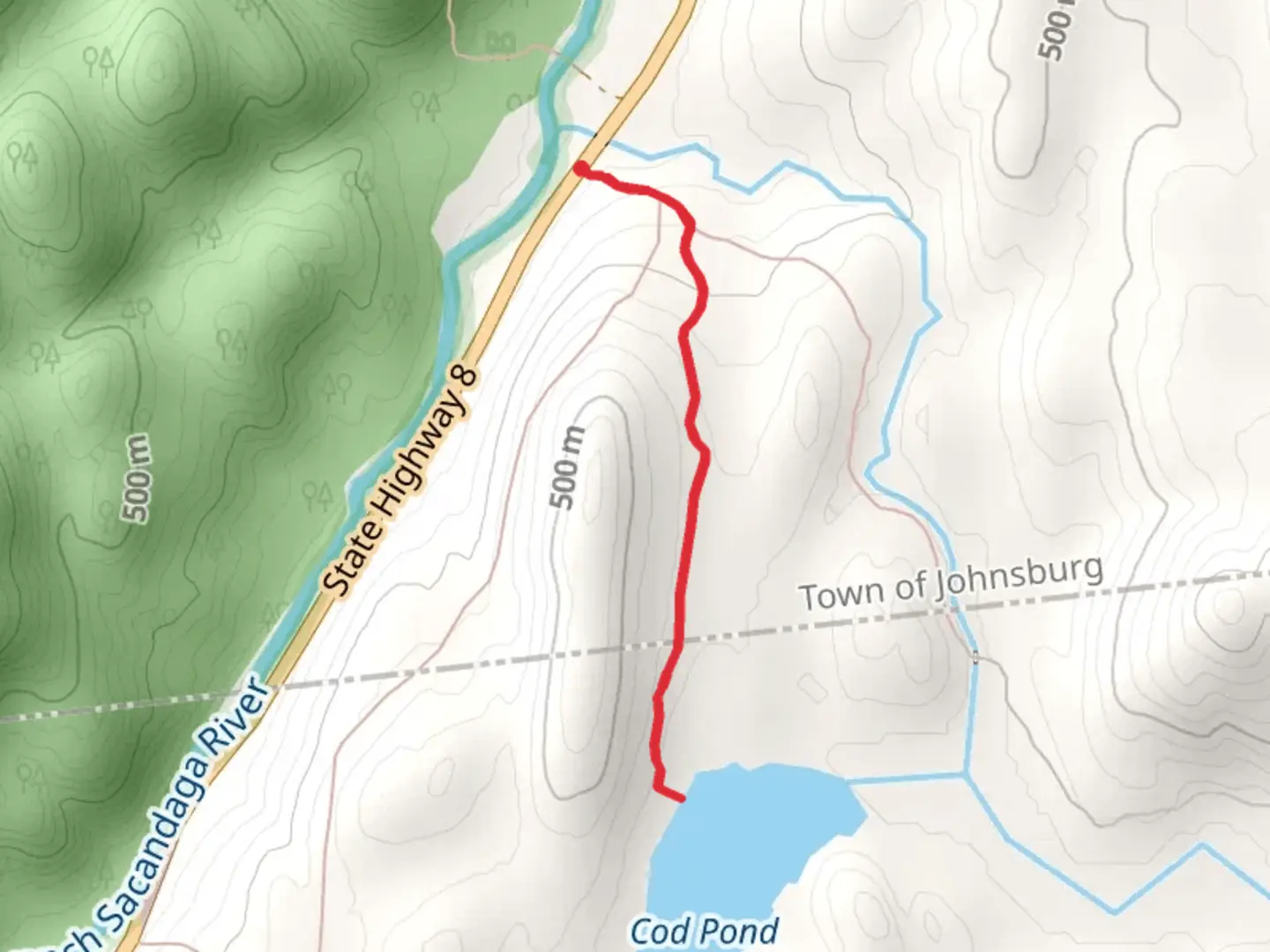 An image depicting the trail Cod Pond Trail - Yellow and its surrounding area.