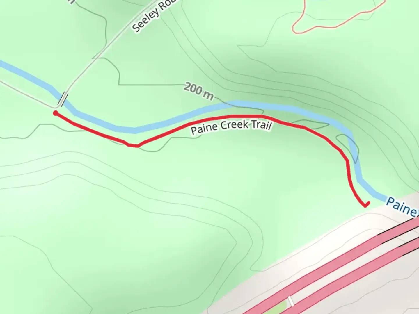 An image depicting the trail Paine Creek and its surrounding area.