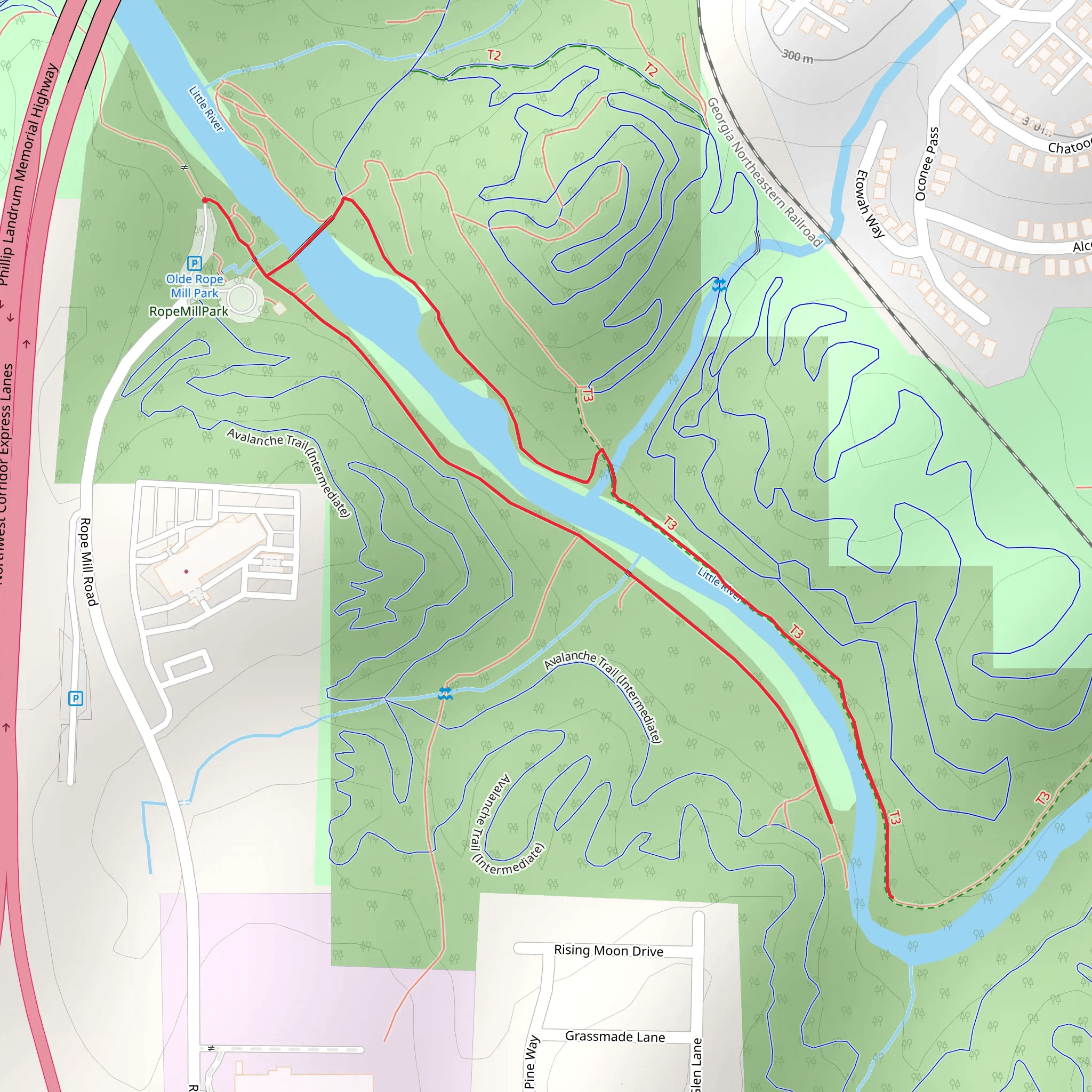 Walk along Little River mobile static map