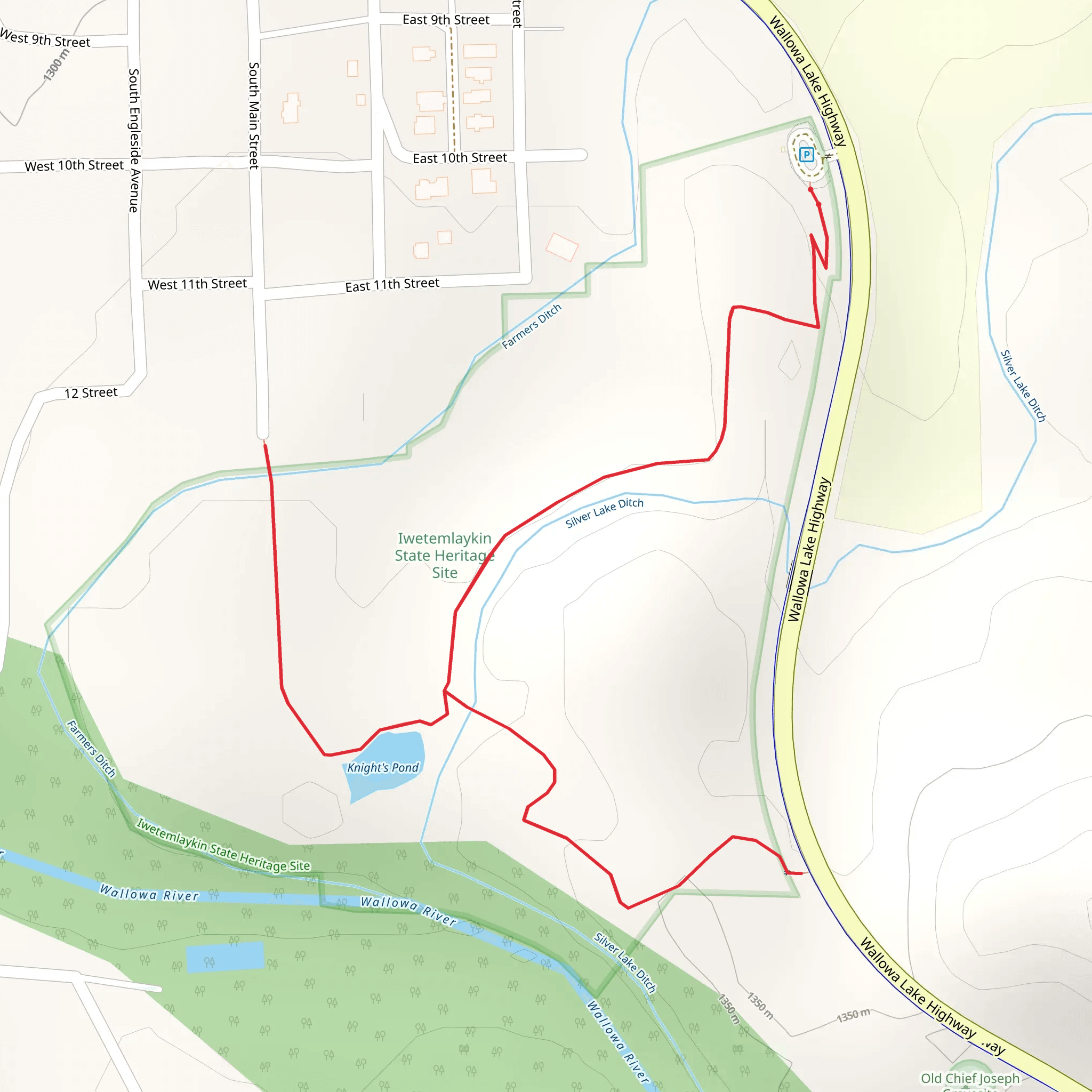 Knight Pond via Farmer Ditch and Silver Lake Ditch mobile static map