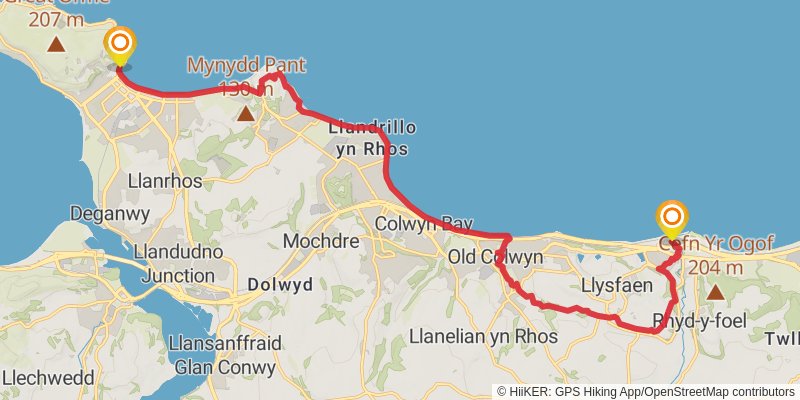 Wales Cistercian Way stage 33 Map