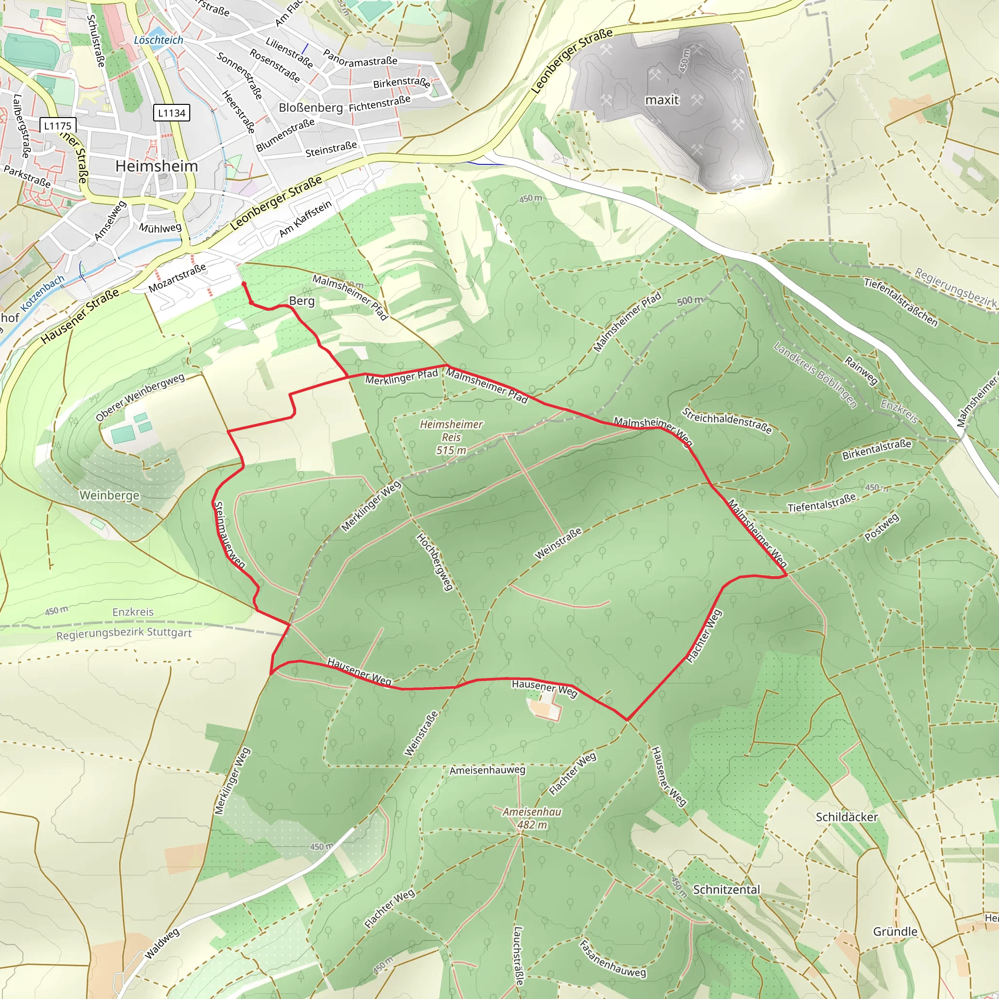 Malmsheimer Weg and Hausener Weg Loop mobile static map