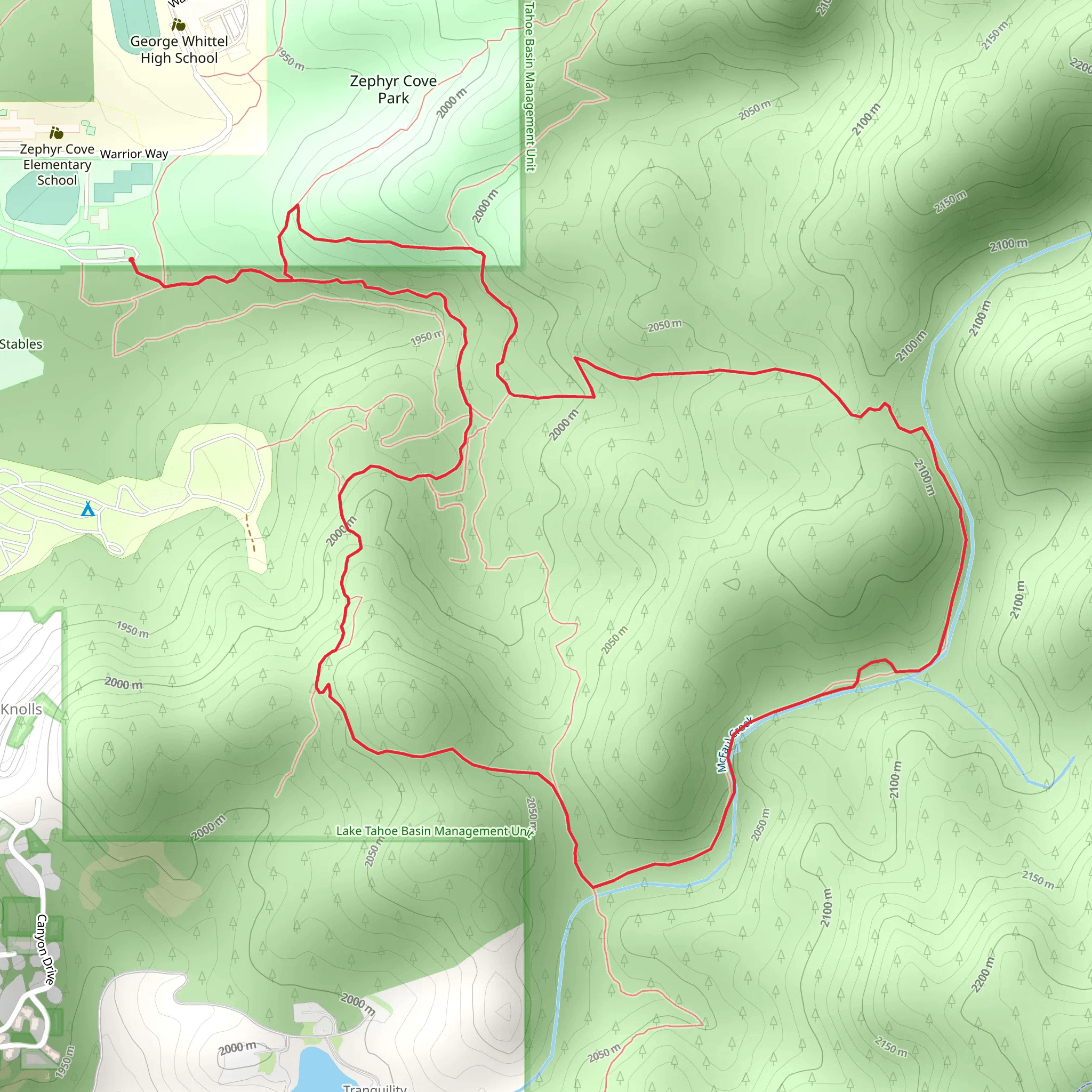 Zephyr Cove Park South Loop mobile static map