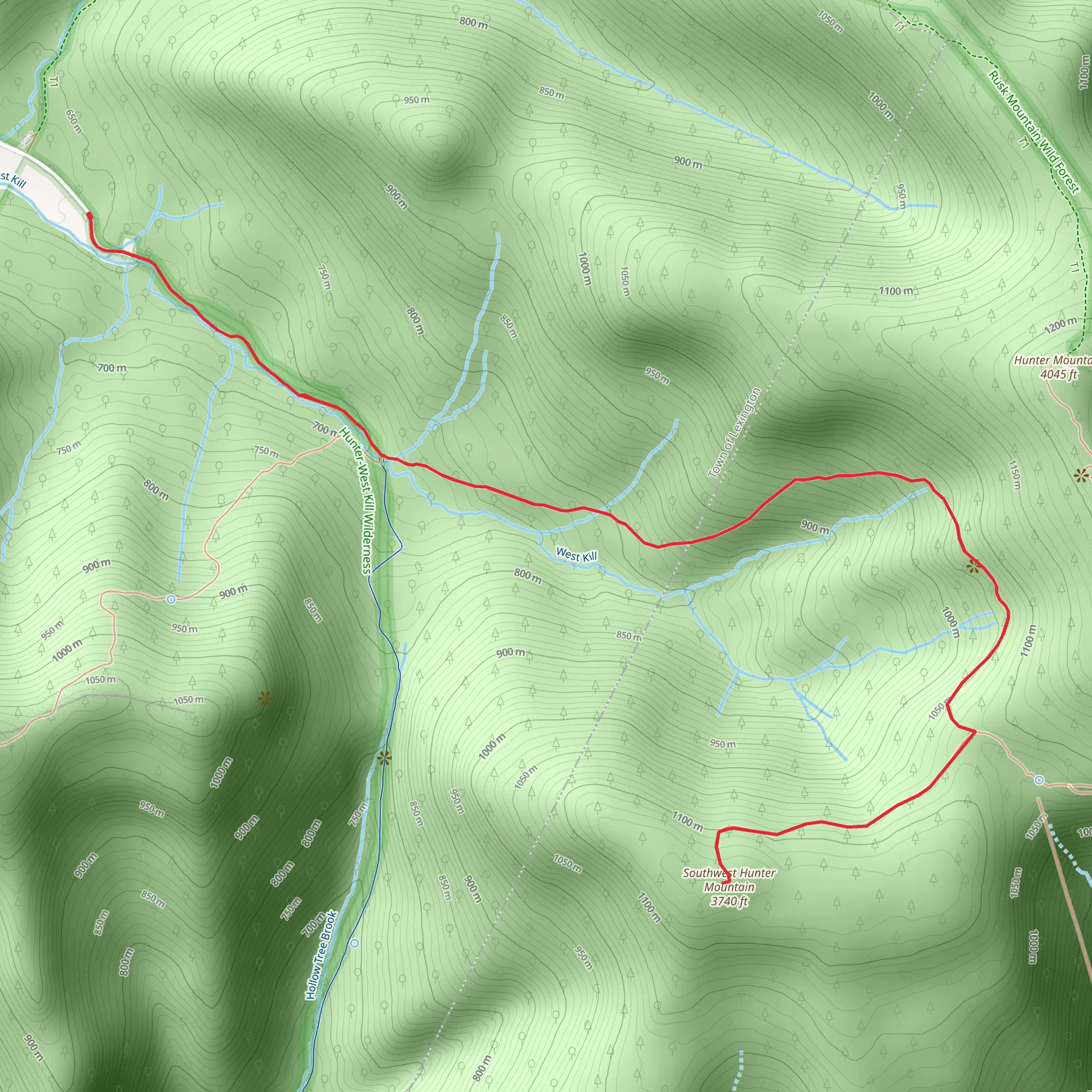 Southwest Hunter Mountain via Devils Path mobile static map