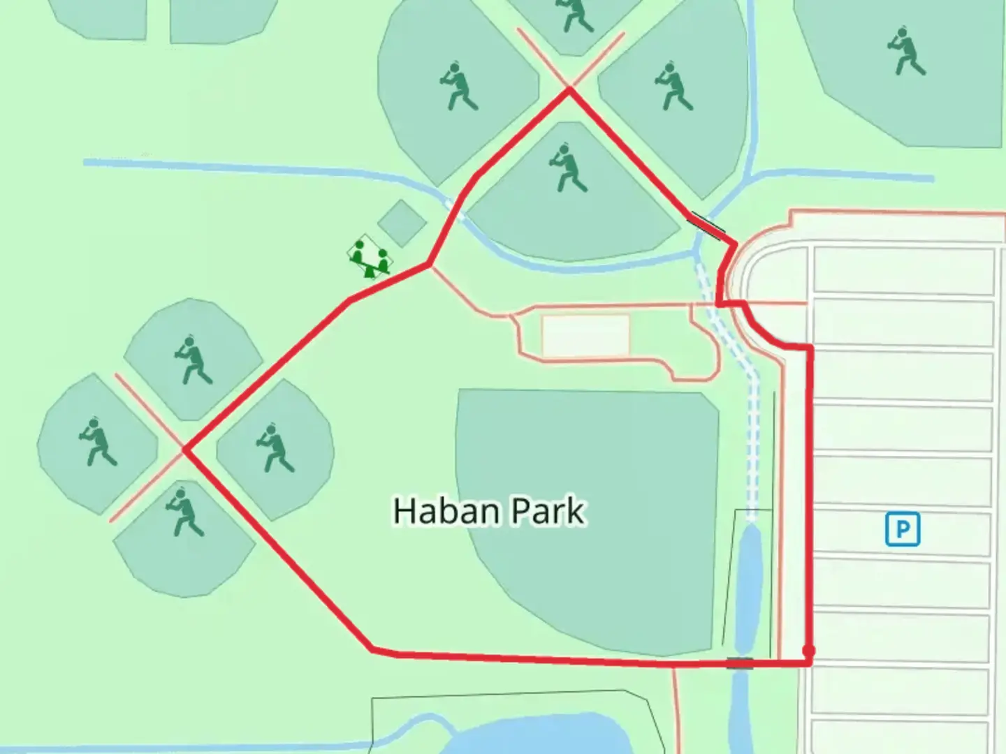 An image depicting the trail Haban Park Loop and its surrounding area.