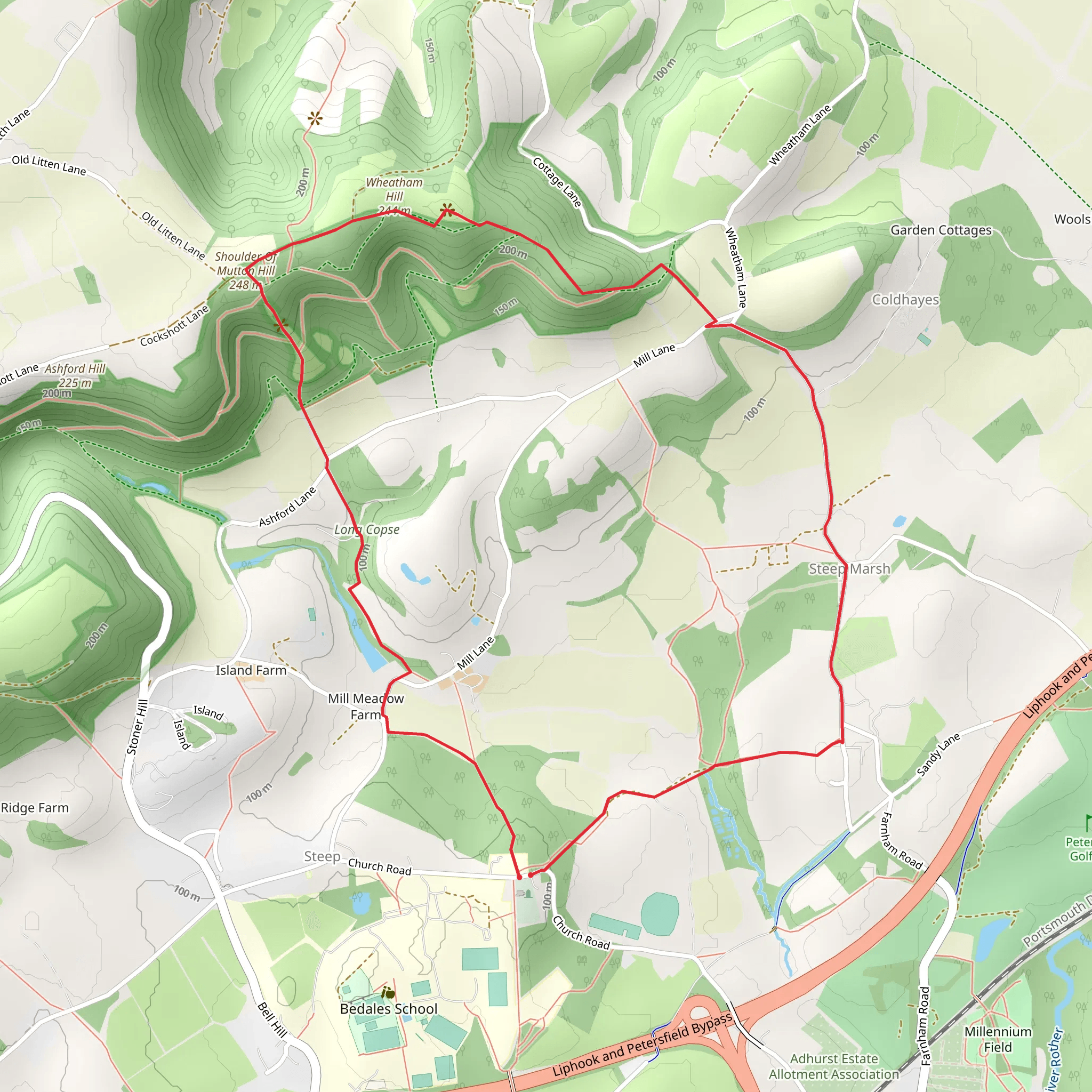 Shoulder of Mutton Hill and Wheatham Hill via Hangers Way mobile static map
