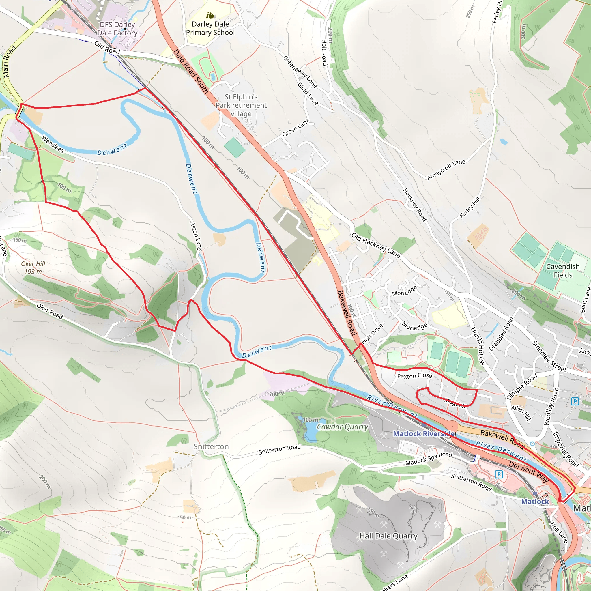 River Derwent Loop - Matlock mobile static map