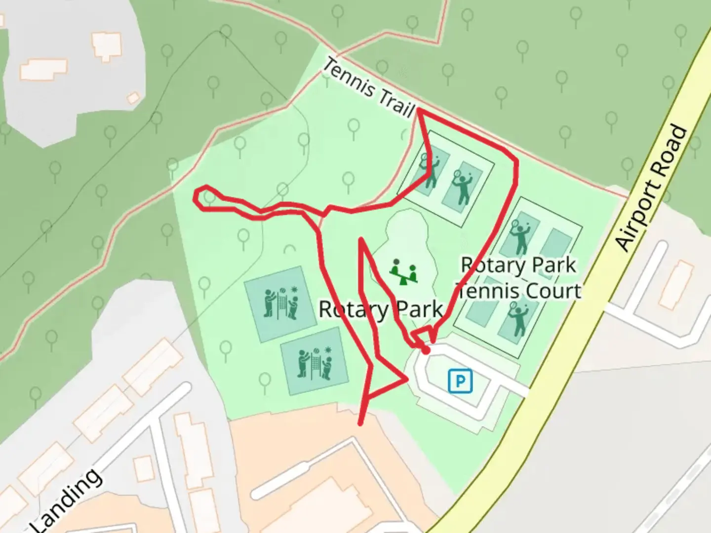 An image depicting the trail Rotary Park Loop and its surrounding area.