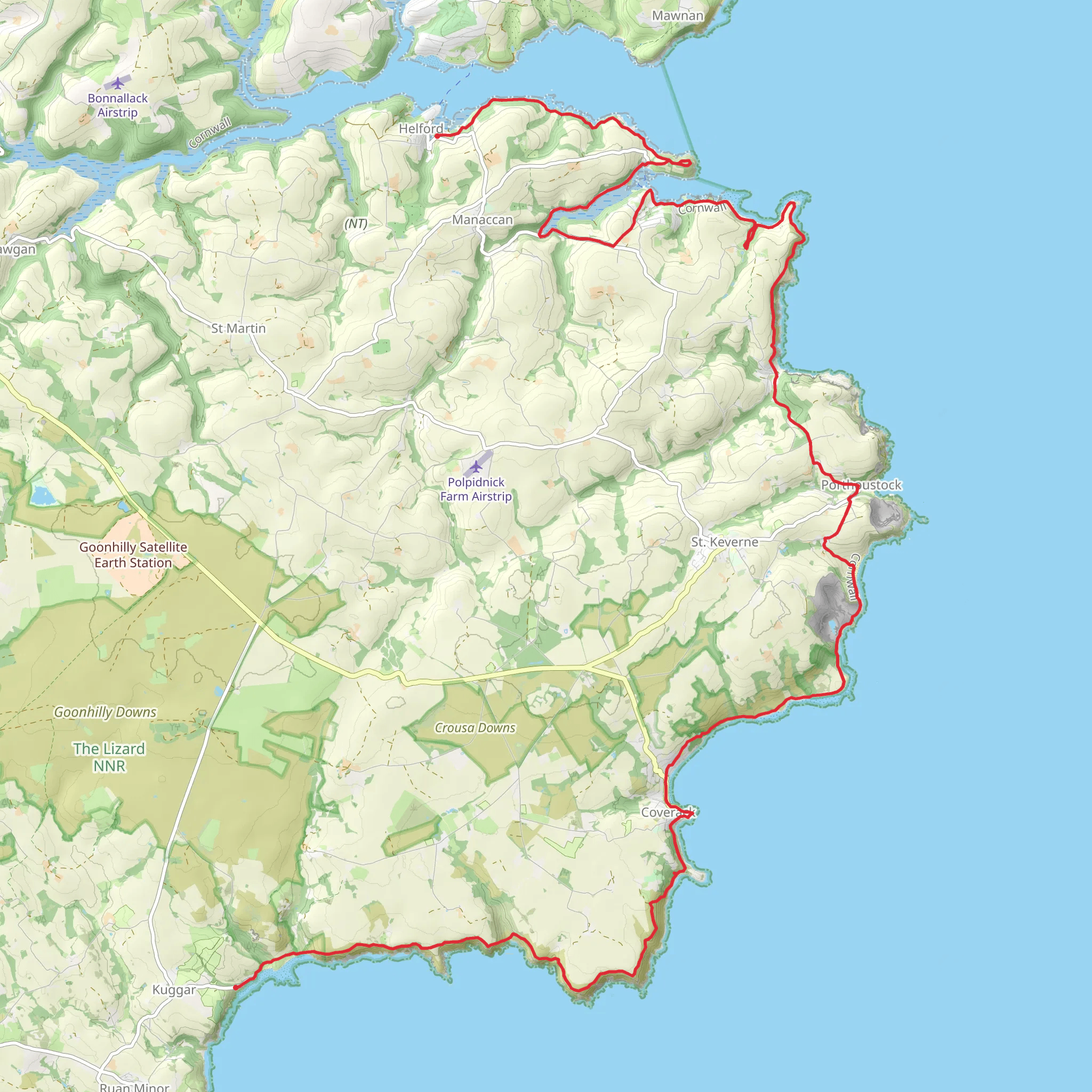 Kuggar to Helford Walk mobile static map