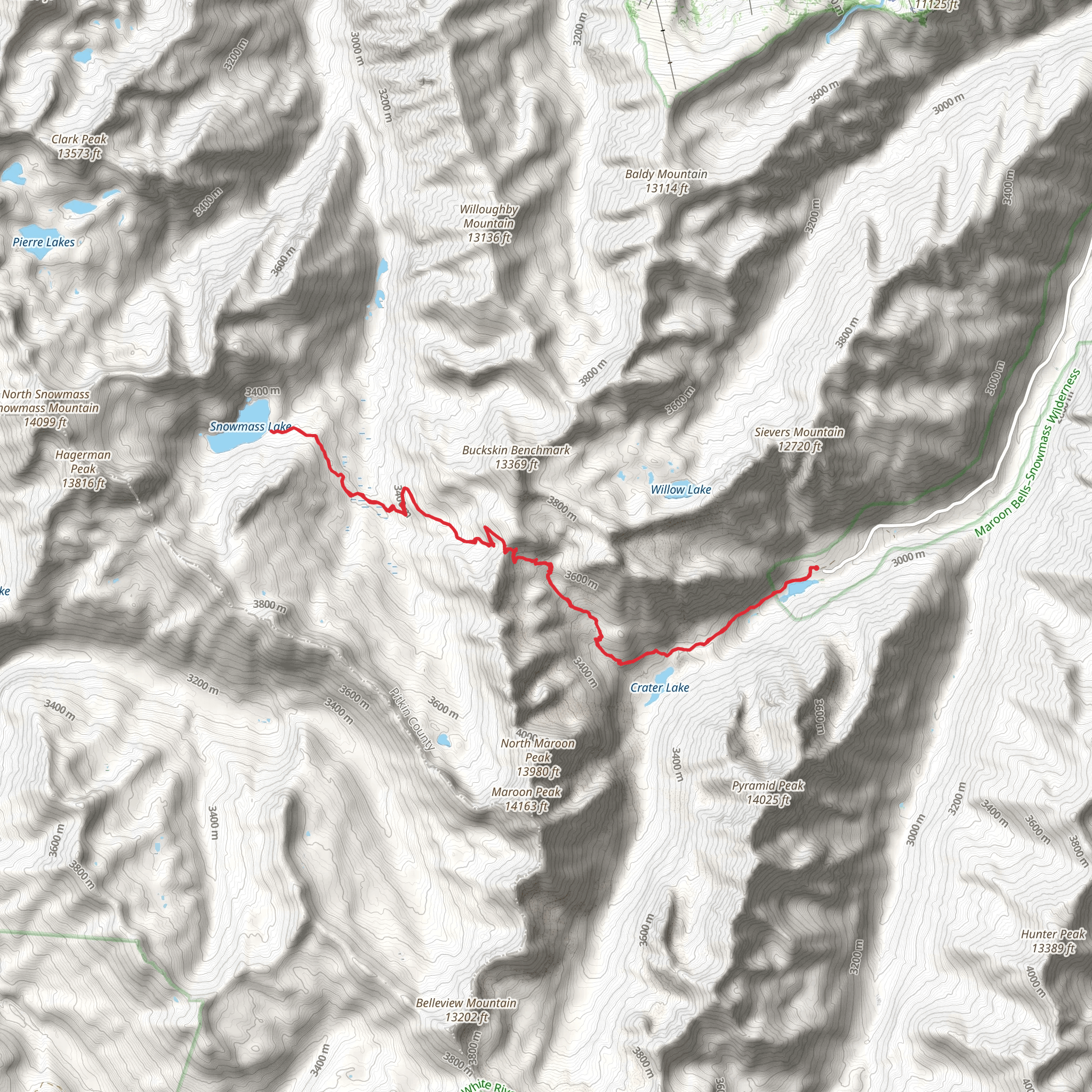 Maroon Lake to Snowmass Lake mobile static map
