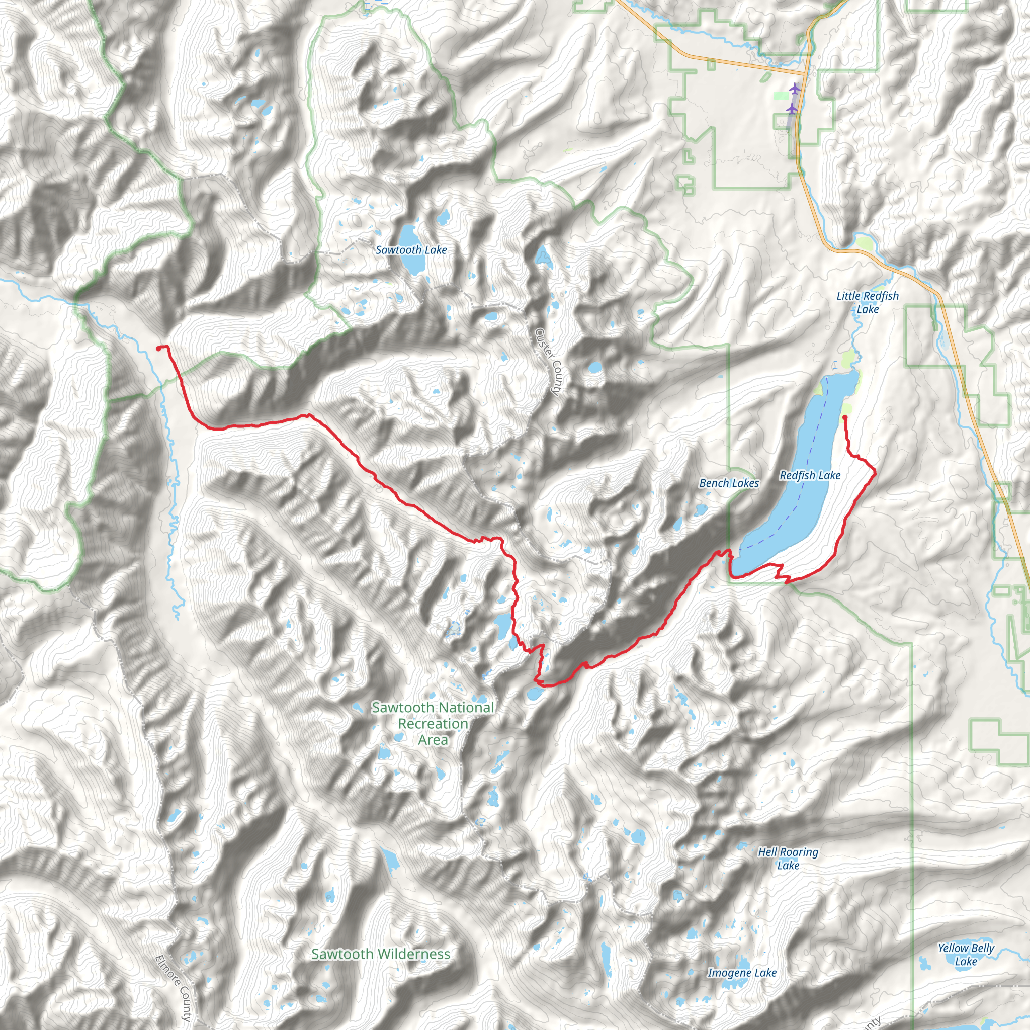 South Fork Payette River, Baron Lake, Redfish Lake and Grand Mogul Trail mobile static map