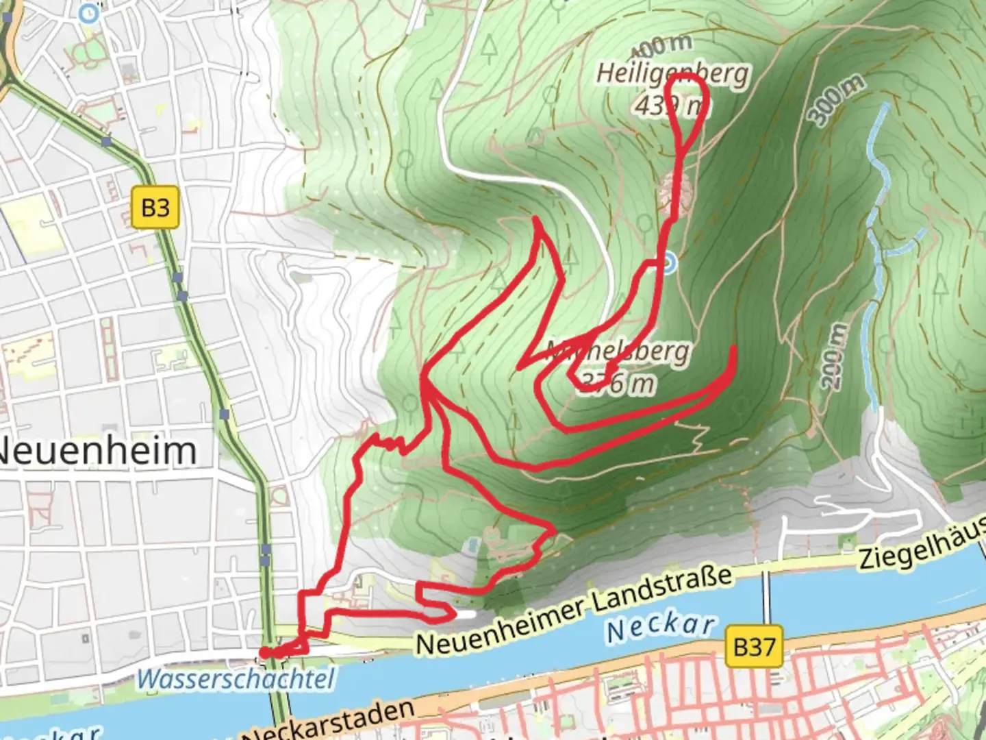 An image depicting the trail Michelsberg, Fuchsrondell and Heiligenberg via Camino Incluso and its surrounding area.