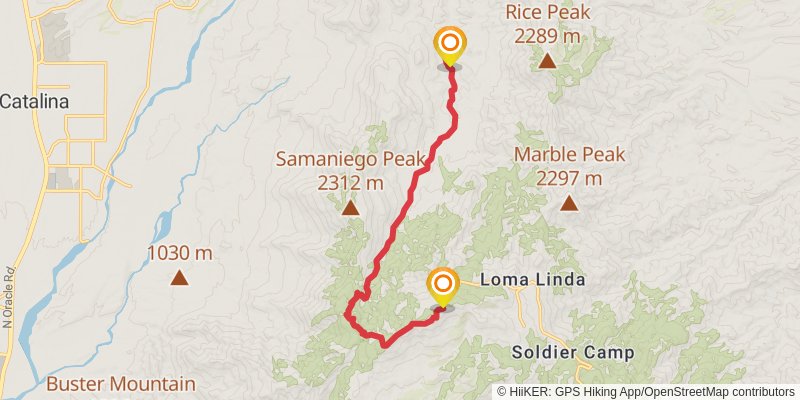 Canada del Oro Trail via Mount Lemmon Trail stage 2 Map