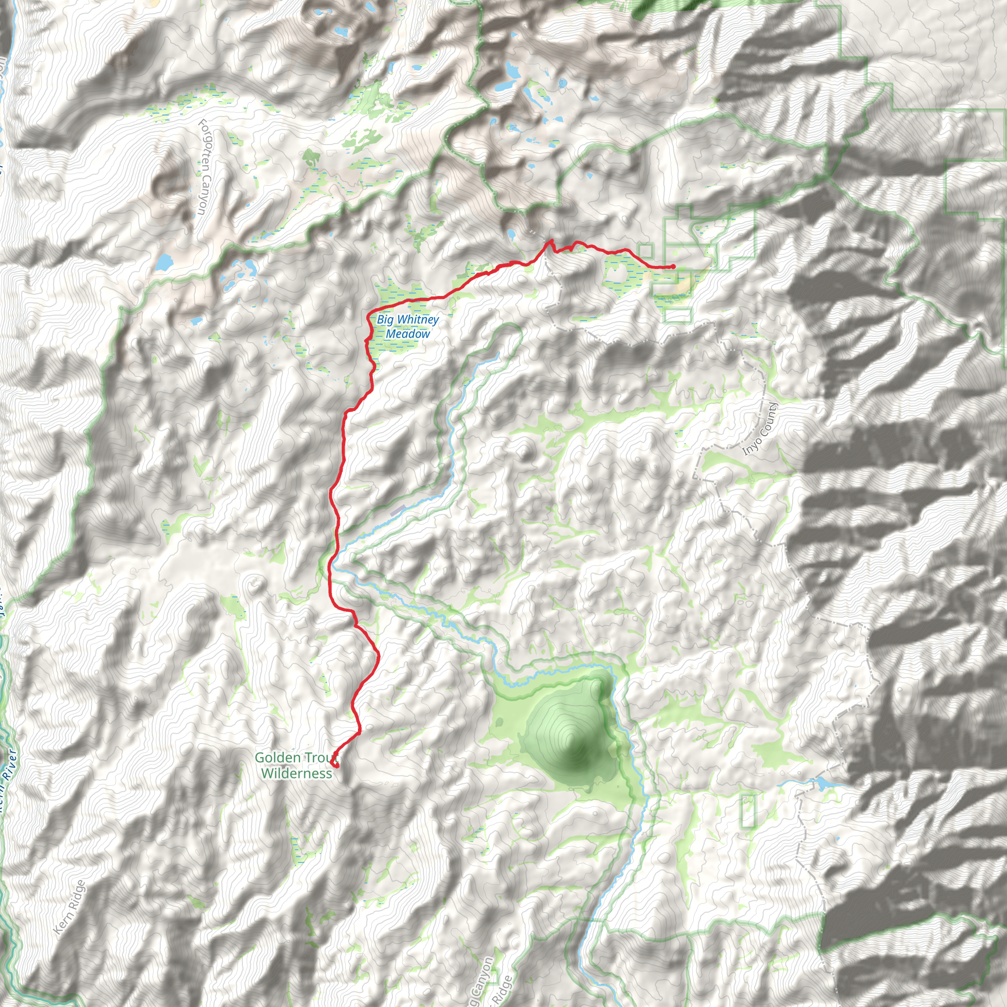 Kern Peak via Theodore Solomons Trail mobile static map