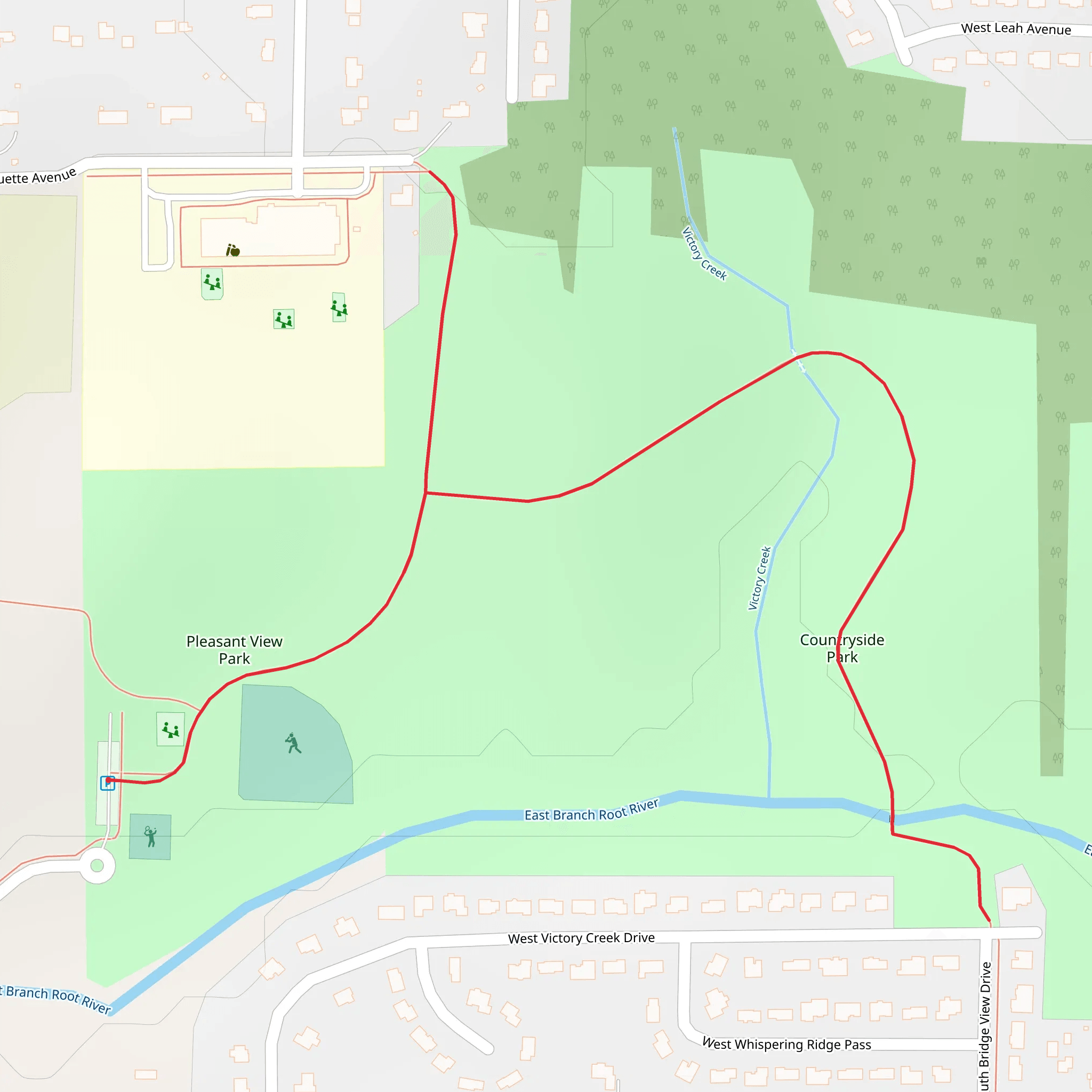 Pleasant View Park and Countryside Park Walk mobile static map