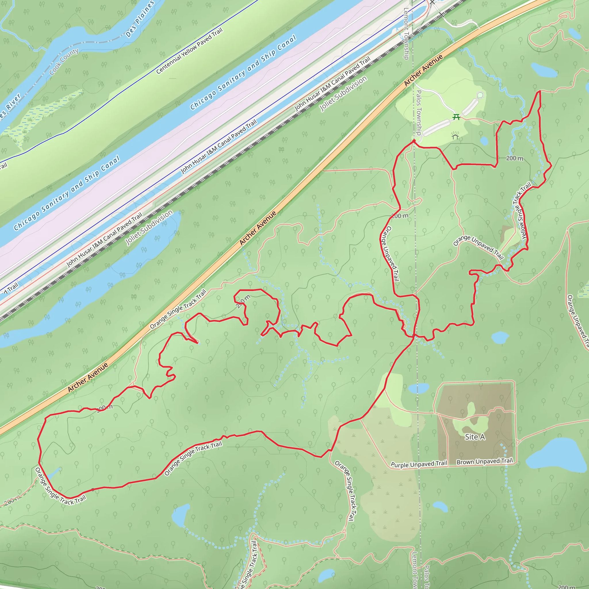 Palos Orange and Blue Unpaved Loop Trail mobile static map