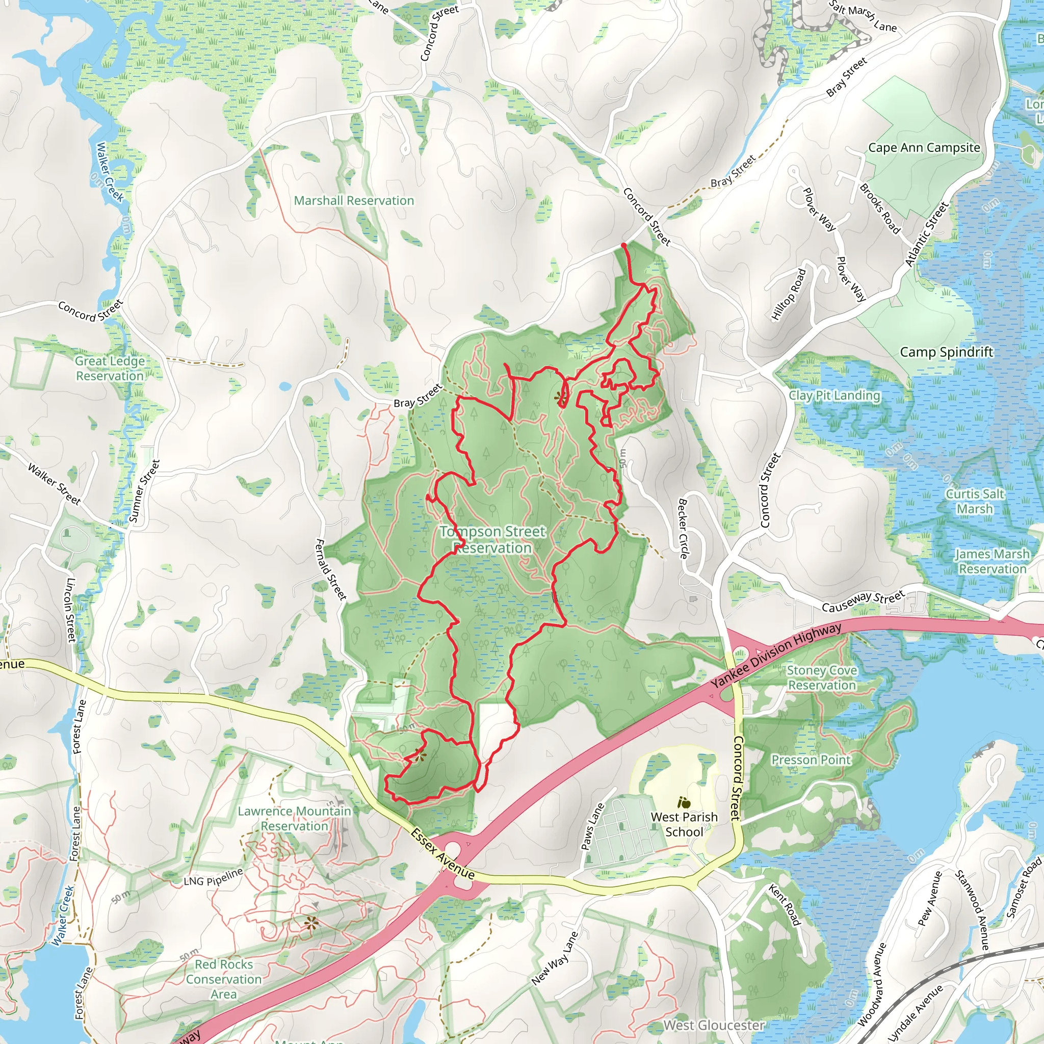 Tompson Mountain and Avalon Loop mobile static map