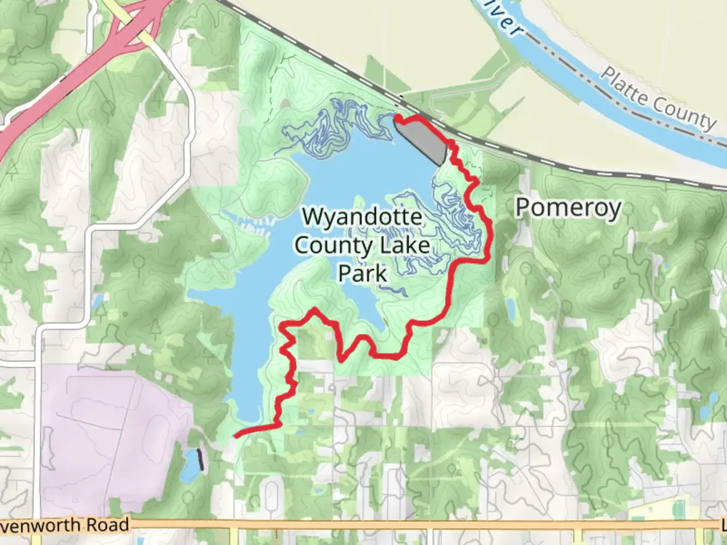 An image depicting the trail WyCo Lake Bridle Trail and its surrounding area.