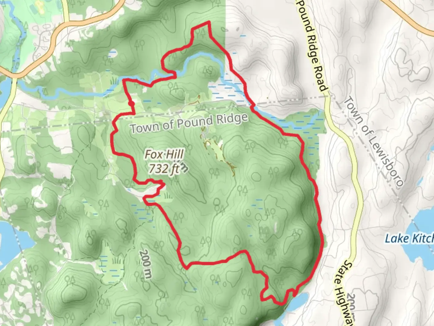 An image depicting the trail Gillmore Pond and Cross River Loop and its surrounding area.